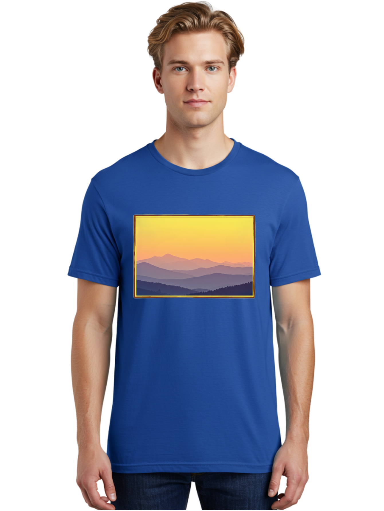Layered-Mountains-At-Sunset Men'S Graphic Tee, 100% Cotton, Comfortable Casual Summer Wear, Machine Washable, Vintage Camera, Old Camera, Antique Camera, Black Camera, Classic Photography, Photography Equipment, Nostalgic Device, Film Camera, Bak802