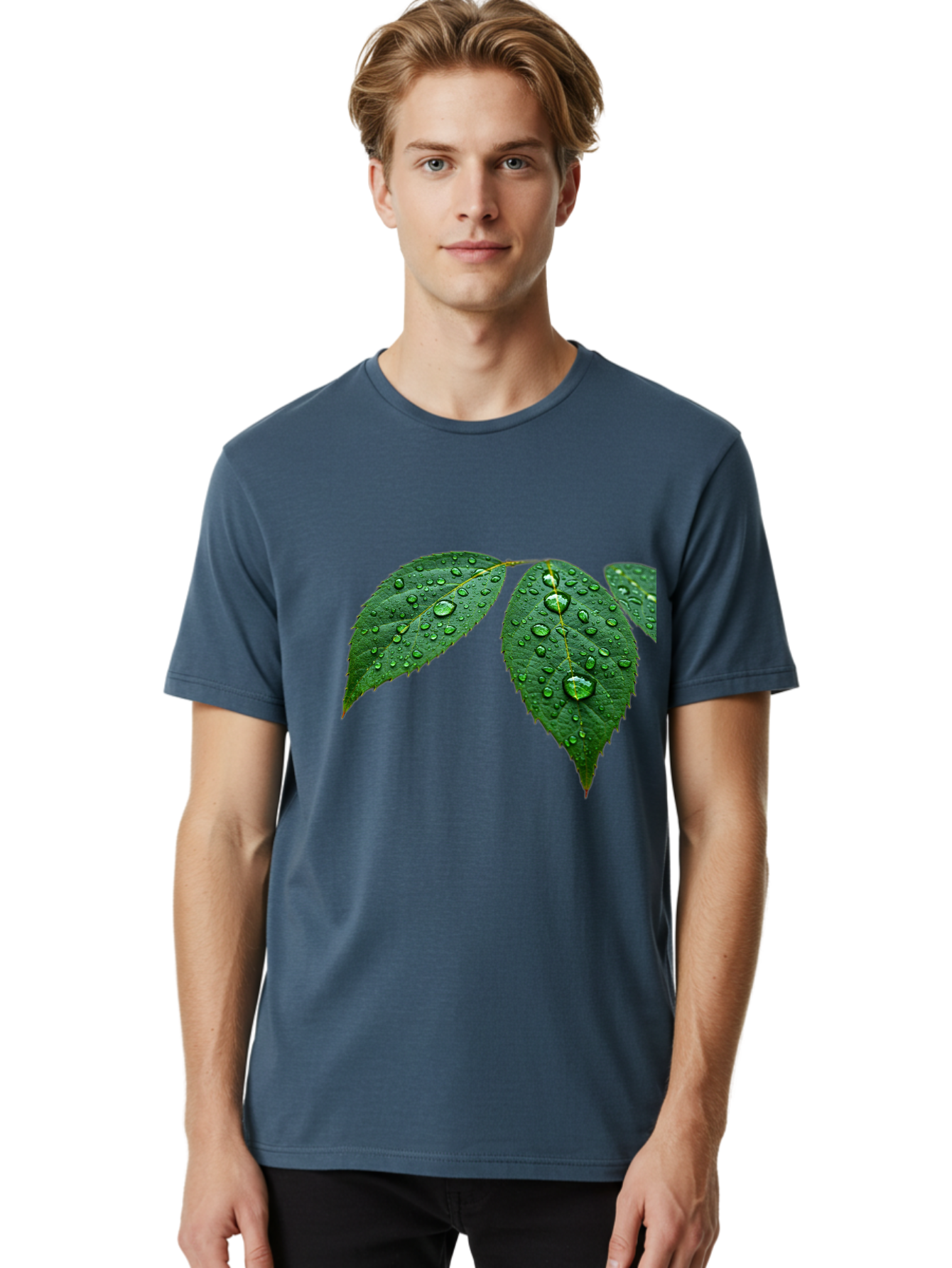 Leaves-With-Water-Droplets Men'S Graphic Tee, 100% Cotton, Comfortable Casual Summer Wear, Machine Washable, Vintage Camera, Old Camera, Antique Camera, Black Camera, Classic Photography, Photography Equipment, Nostalgic Device, Film Camera, Bak803