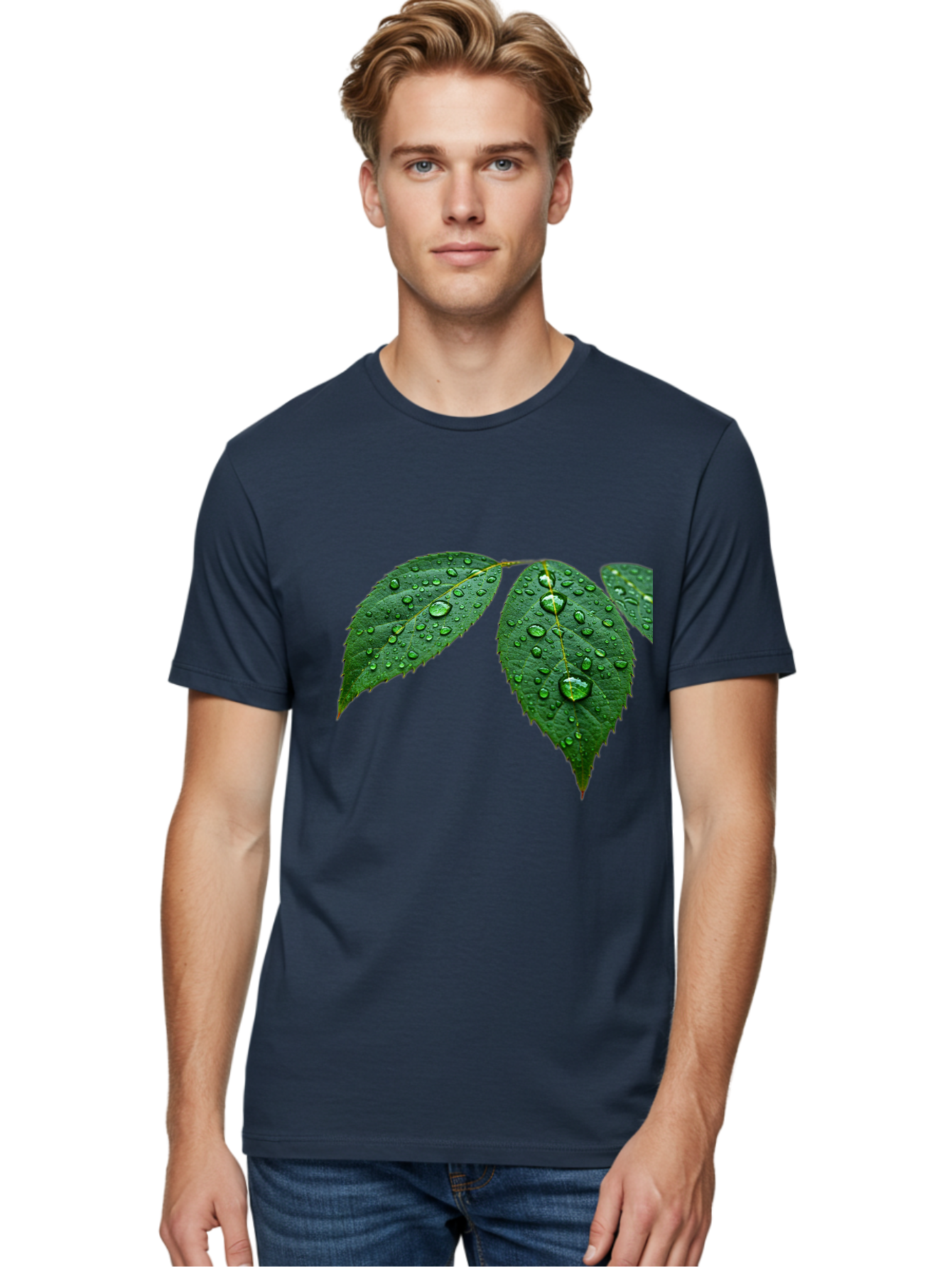 Leaves-With-Water-Droplets Men'S Graphic Tee, 100% Cotton, Comfortable Casual Summer Wear, Machine Washable, Vintage Camera, Old Camera, Antique Camera, Black Camera, Classic Photography, Photography Equipment, Nostalgic Device, Film Camera, Bak803