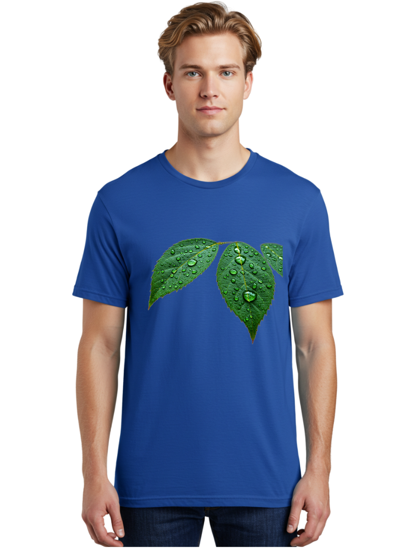 Leaves-With-Water-Droplets Men'S Graphic Tee, 100% Cotton, Comfortable Casual Summer Wear, Machine Washable, Vintage Camera, Old Camera, Antique Camera, Black Camera, Classic Photography, Photography Equipment, Nostalgic Device, Film Camera, Bak803