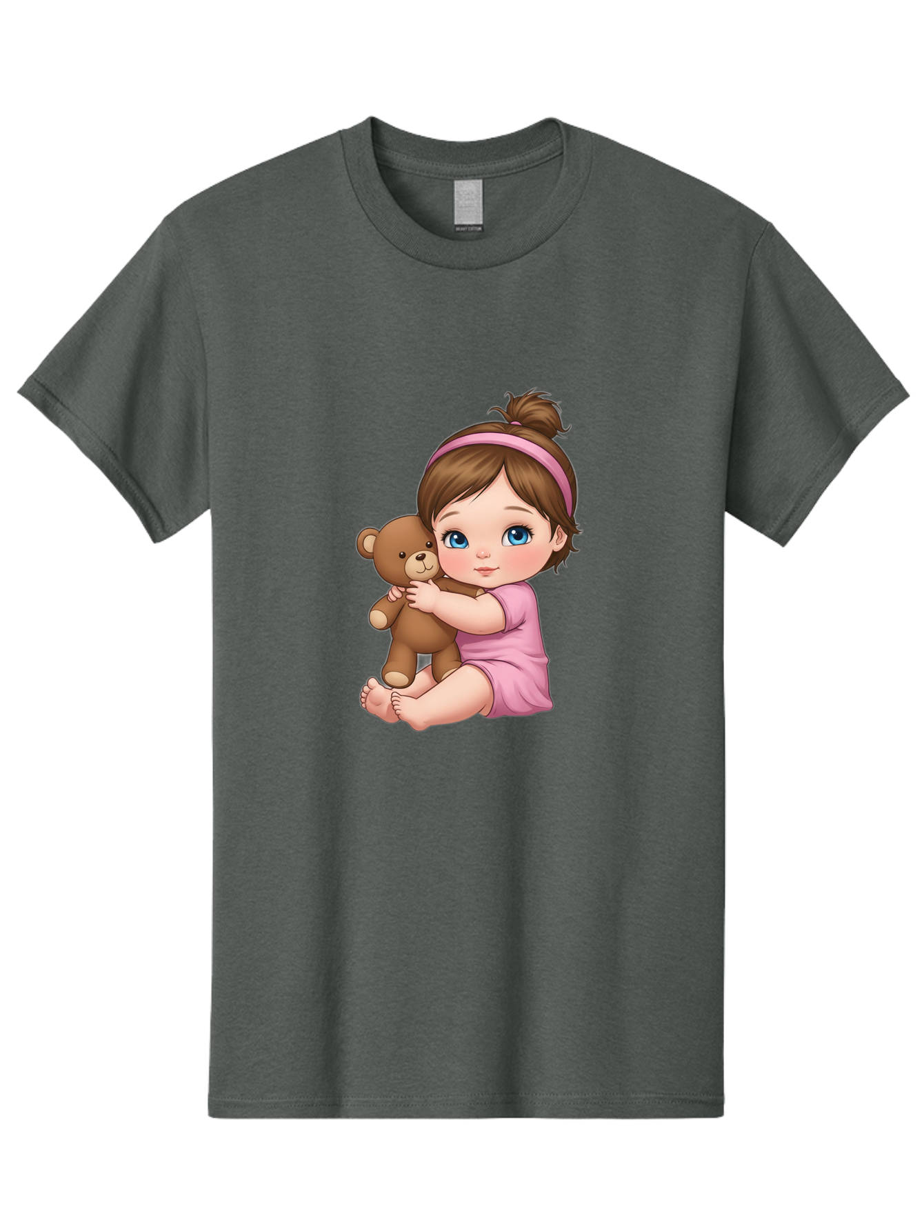 Little-Girl-Hugging-Teddy-Bear-1 Men'S Graphic Tee, 100% Cotton, Comfortable Casual Summer Wear, Machine Washable, Vintage Camera, Old Camera, Antique Camera, Black Camera, Classic Photography, Photography Equipment, Nostalgic Device, Bak819
