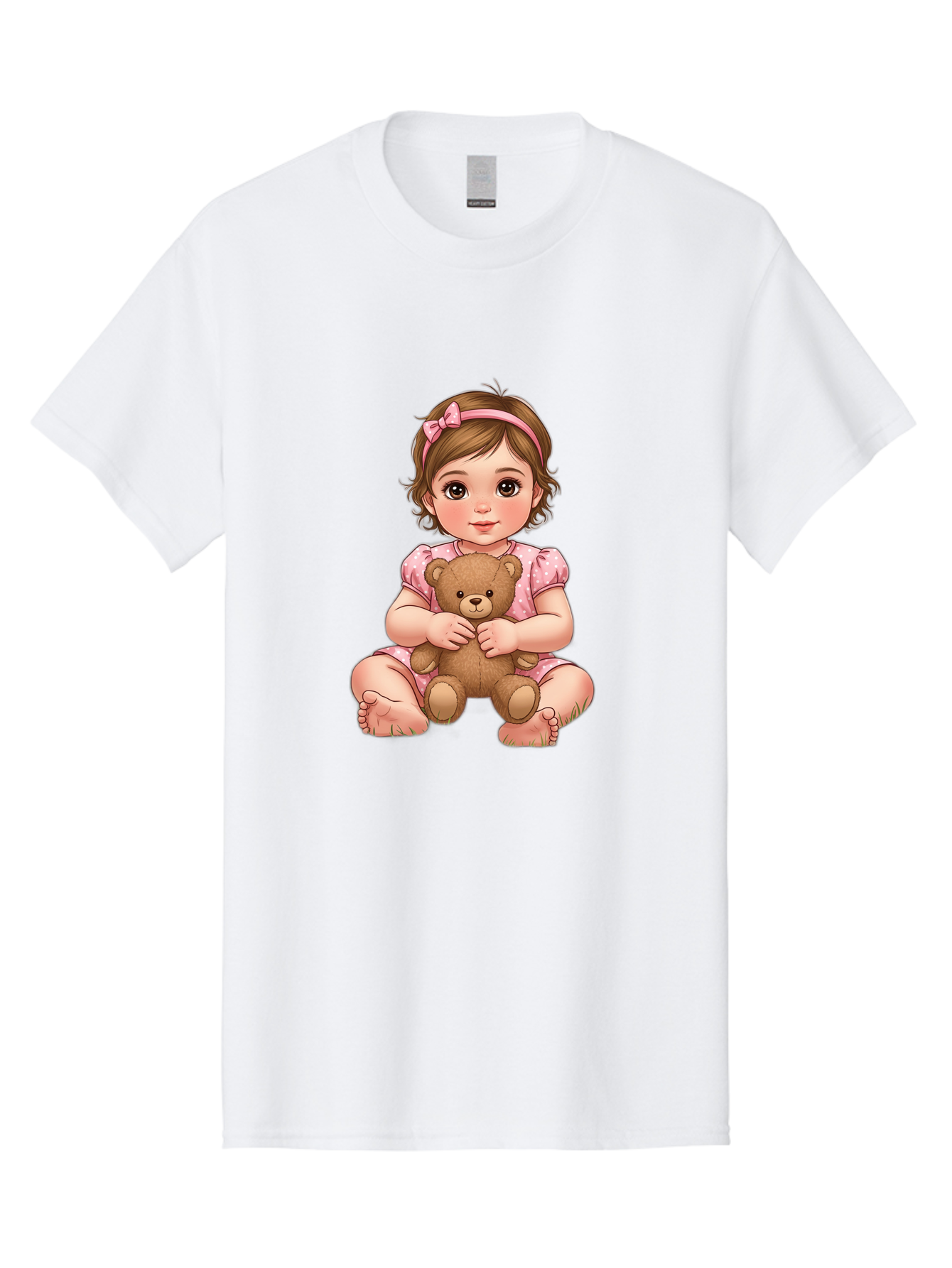 Little-Girl-Hugging-Teddy-Bear-2 Men'S Graphic Tee, 100% Cotton, Comfortable Casual Summer Wear, Machine Washable, Vintage Camera, Old Camera, Antique Camera, Black Camera, Classic Photography, Photography Equipment, Nostalgic Device, Bak820