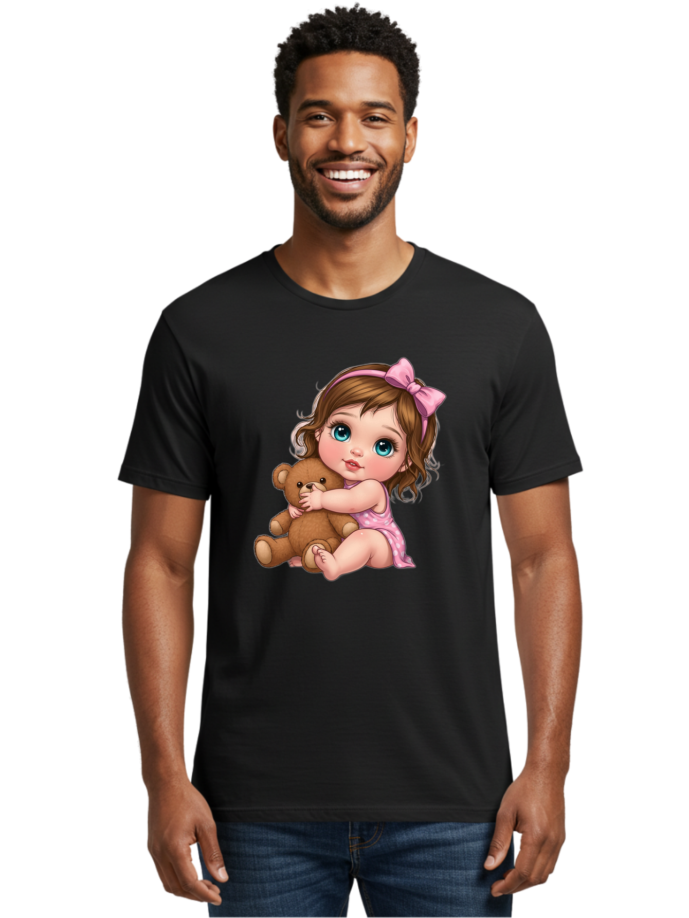 Little-Girl-Hugging-Teddy-Bear Men'S Graphic Tee, 100% Cotton, Comfortable Casual Summer Wear, Machine Washable, Vintage Camera, Old Camera, Antique Camera, Black Camera, Classic Photography, Photography Equipment, Nostalgic Device, Bak821