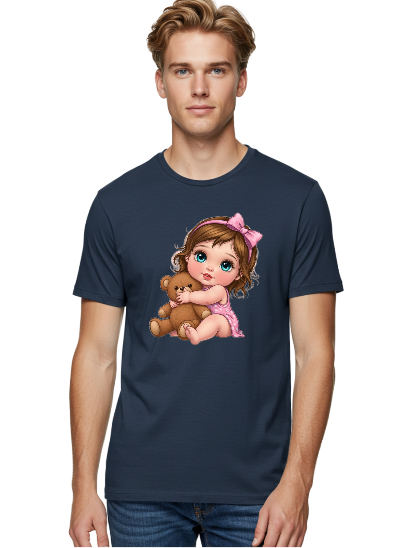 Little-Girl-Hugging-Teddy-Bear Men'S Graphic Tee, 100% Cotton, Comfortable Casual Summer Wear, Machine Washable, Vintage Camera, Old Camera, Antique Camera, Black Camera, Classic Photography, Photography Equipment, Nostalgic Device, Bak821