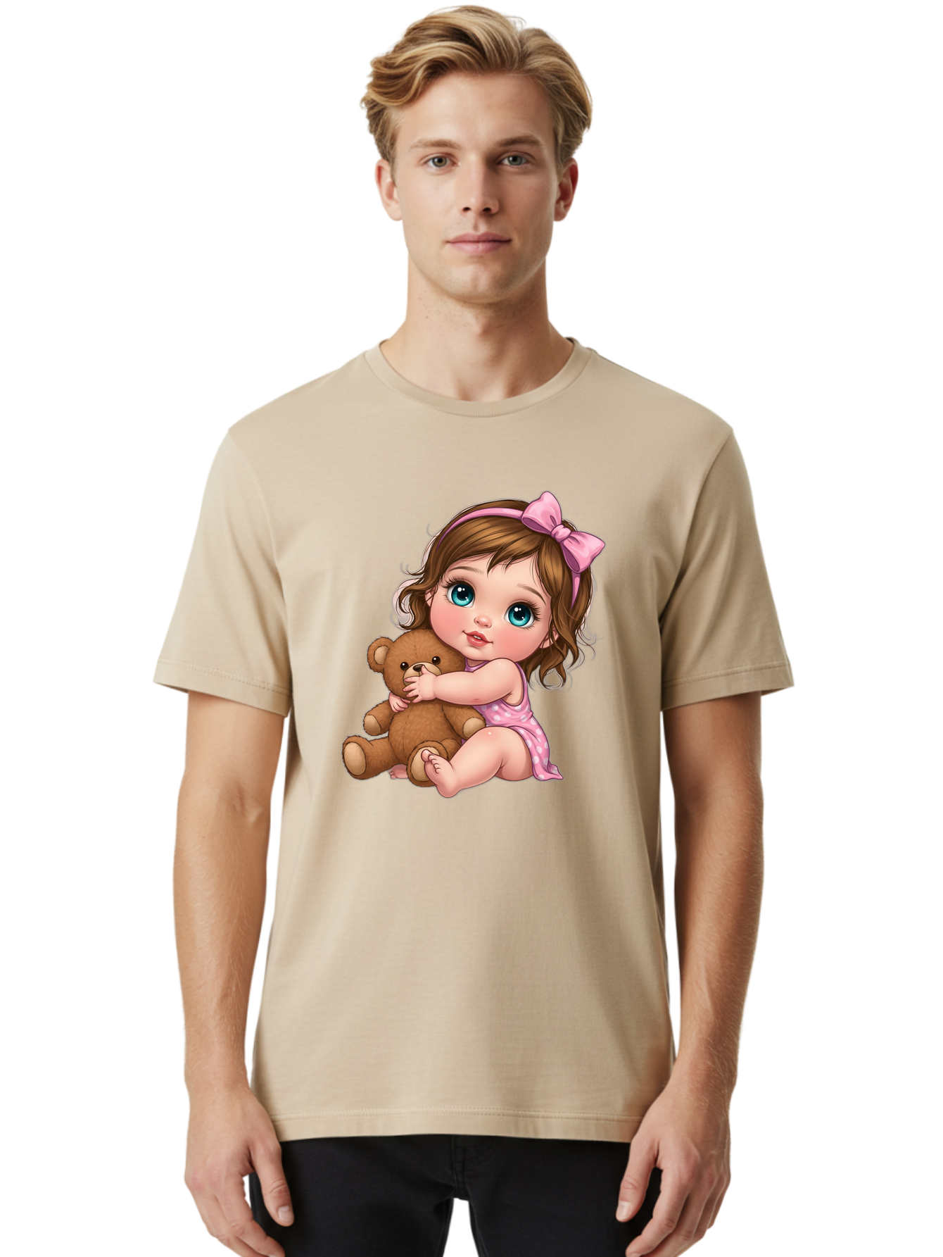 Little-Girl-Hugging-Teddy-Bear Men'S Graphic Tee, 100% Cotton, Comfortable Casual Summer Wear, Machine Washable, Vintage Camera, Old Camera, Antique Camera, Black Camera, Classic Photography, Photography Equipment, Nostalgic Device, Bak821