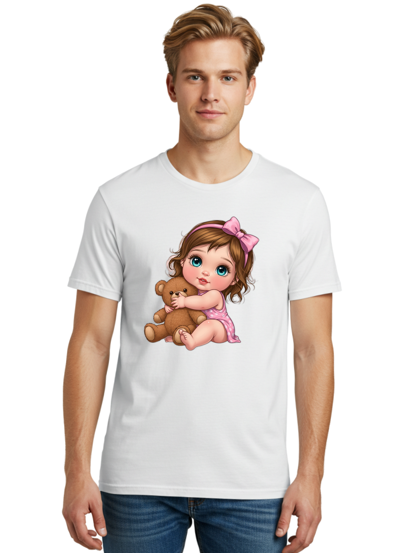 Little-Girl-Hugging-Teddy-Bear Men'S Graphic Tee, 100% Cotton, Comfortable Casual Summer Wear, Machine Washable, Vintage Camera, Old Camera, Antique Camera, Black Camera, Classic Photography, Photography Equipment, Nostalgic Device, Bak821