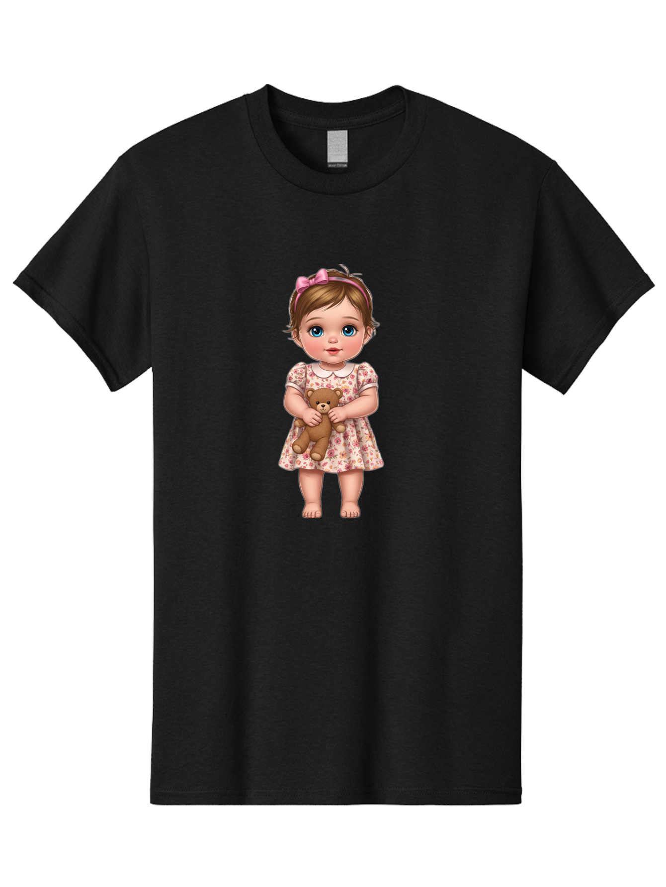 Little-Girl-With-Teddy-Bear-1 Men'S Graphic Tee, 100% Cotton, Comfortable Casual Summer Wear, Machine Washable, Vintage Camera, Old Camera, Antique Camera, Black Camera, Classic Photography, Photography Equipment, Nostalgic Device, Bak825