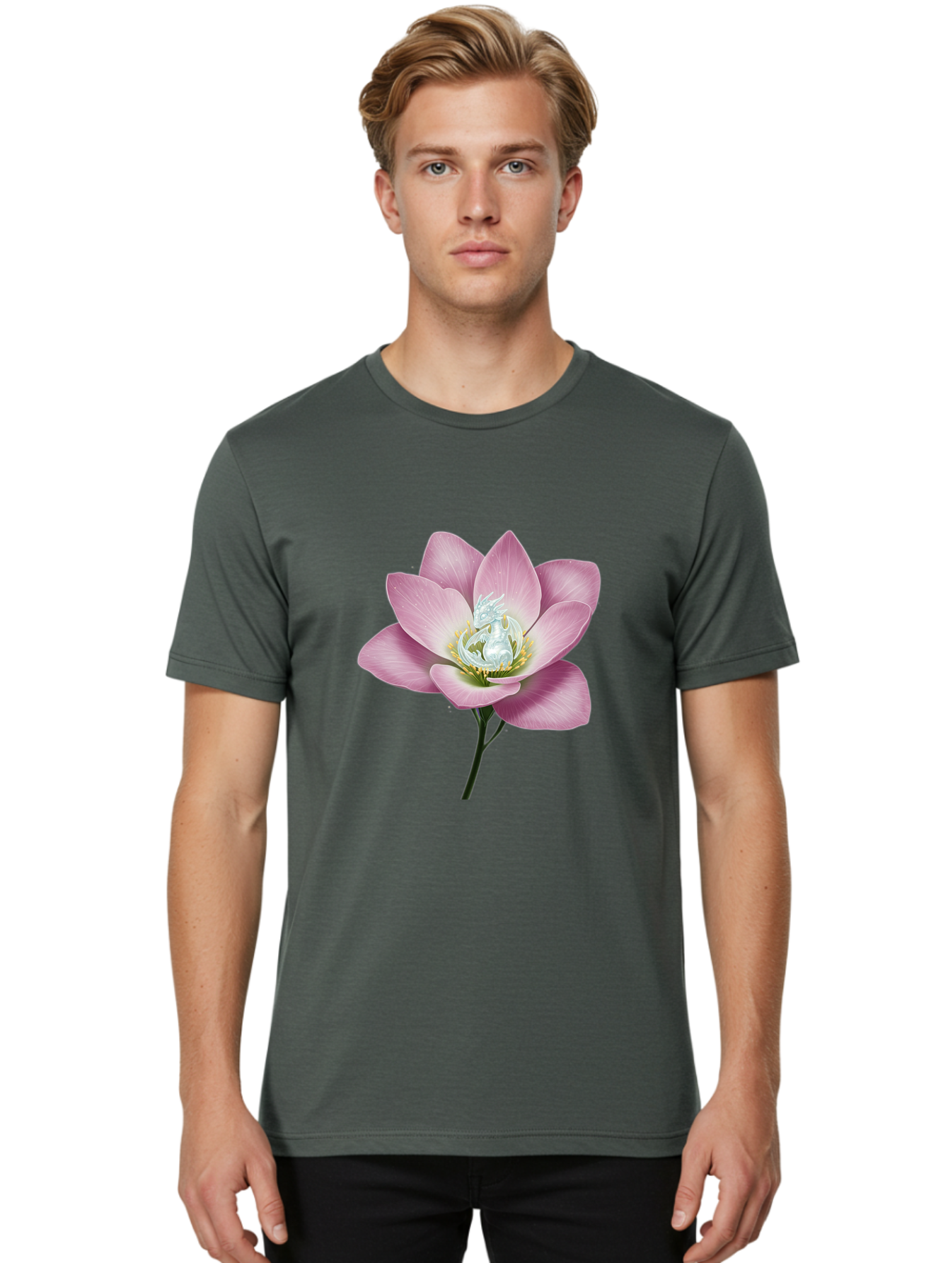 Lotus-Flower-1 Men'S Graphic Tee, 100% Cotton, Comfortable Casual Summer Wear, Machine Washable, Vintage Camera, Old Camera, Antique Camera, Black Camera, Classic Photography, Photography Equipment, Nostalgic Device, Film Camera, Camera Art Bak837