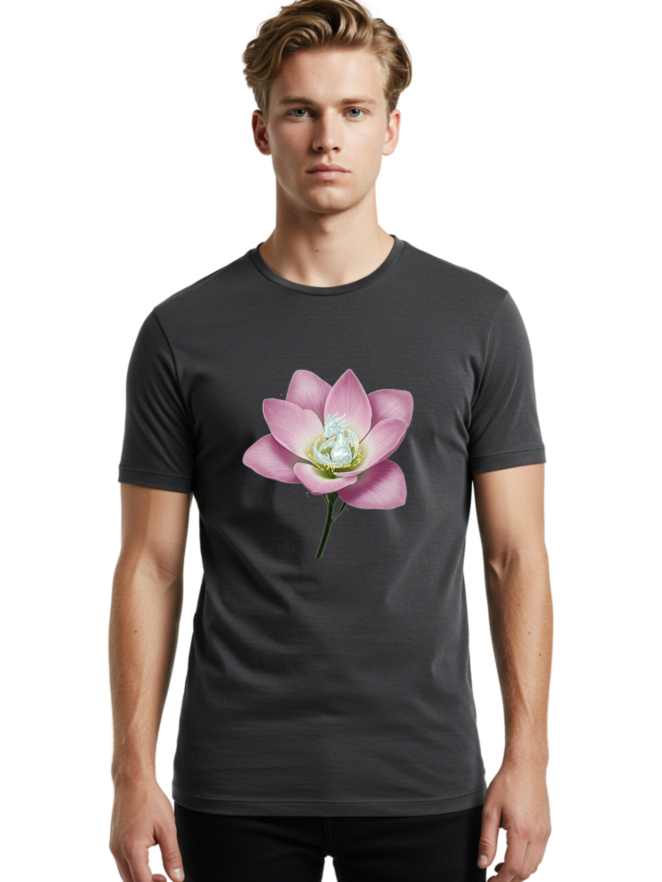 Lotus-Flower-1 Men'S Graphic Tee, 100% Cotton, Comfortable Casual Summer Wear, Machine Washable, Vintage Camera, Old Camera, Antique Camera, Black Camera, Classic Photography, Photography Equipment, Nostalgic Device, Film Camera, Camera Art Bak837