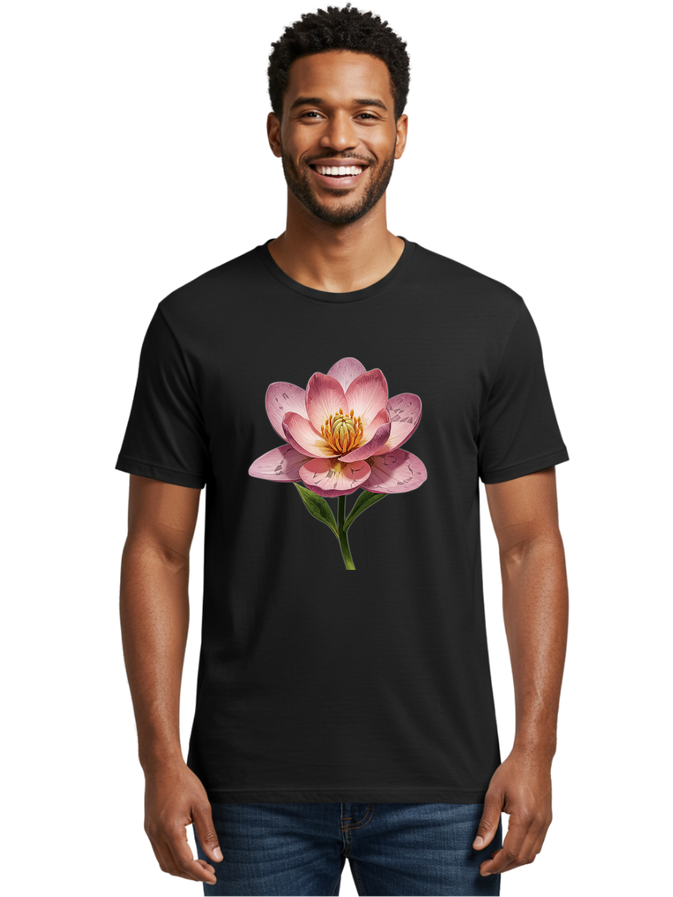 Lotus-Flower-2 Men'S Graphic Tee, 100% Cotton, Comfortable Casual Summer Wear, Machine Washable, Vintage Camera, Old Camera, Antique Camera, Black Camera, Classic Photography, Photography Equipment, Nostalgic Device, Film Camera, Camera Art Bak838
