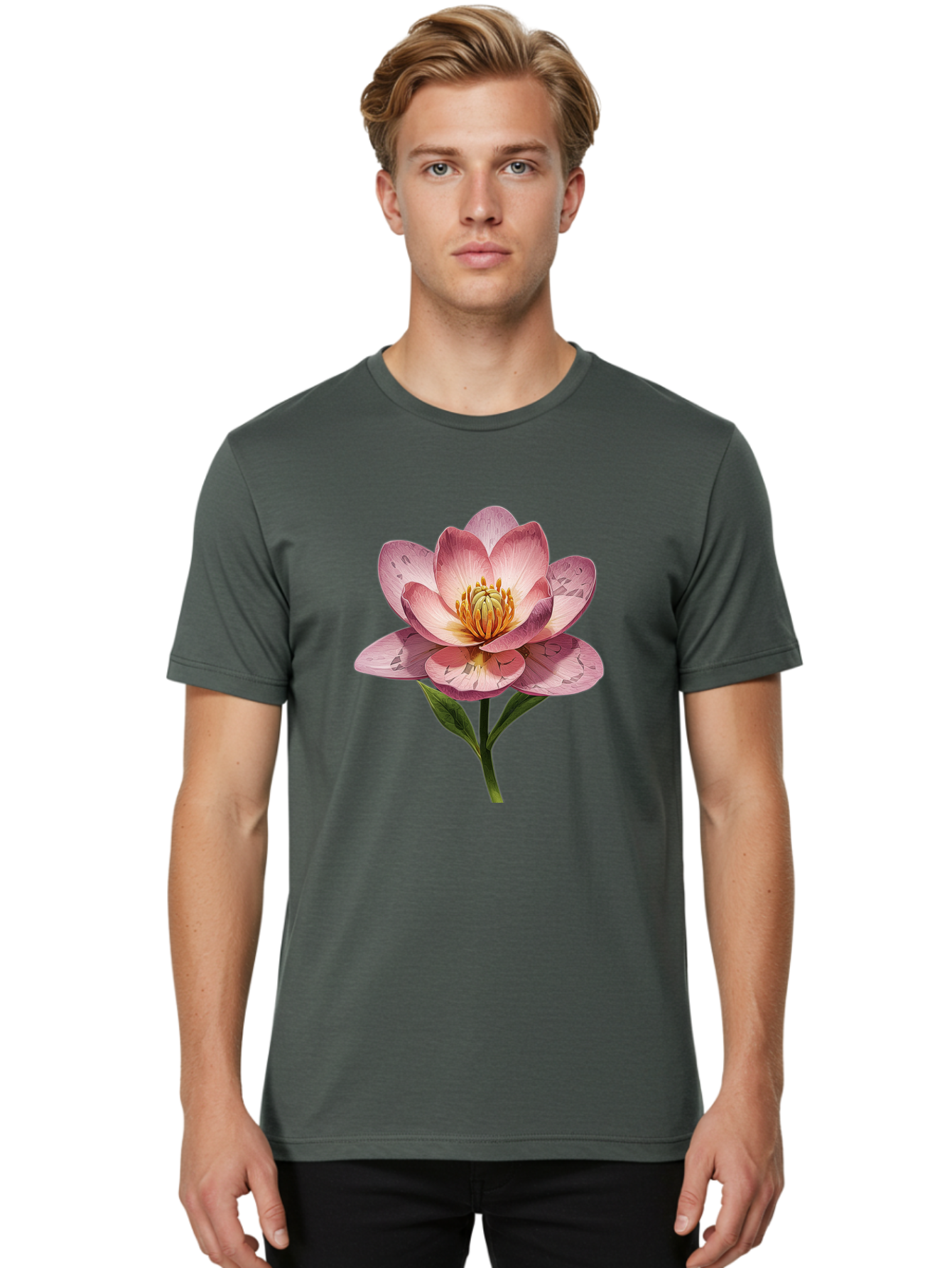 Lotus-Flower-2 Men'S Graphic Tee, 100% Cotton, Comfortable Casual Summer Wear, Machine Washable, Vintage Camera, Old Camera, Antique Camera, Black Camera, Classic Photography, Photography Equipment, Nostalgic Device, Film Camera, Camera Art Bak838