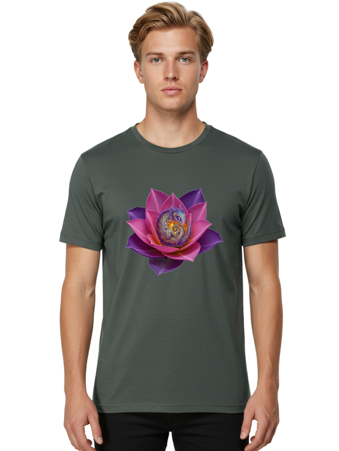 Lotus-Flower-With-Dragon Men'S Graphic Tee, 100% Cotton, Comfortable Casual Summer Wear, Machine Washable, Vintage Camera, Old Camera, Antique Camera, Black Camera, Classic Photography, Photography Equipment, Nostalgic Device, Film Camera, Bak840