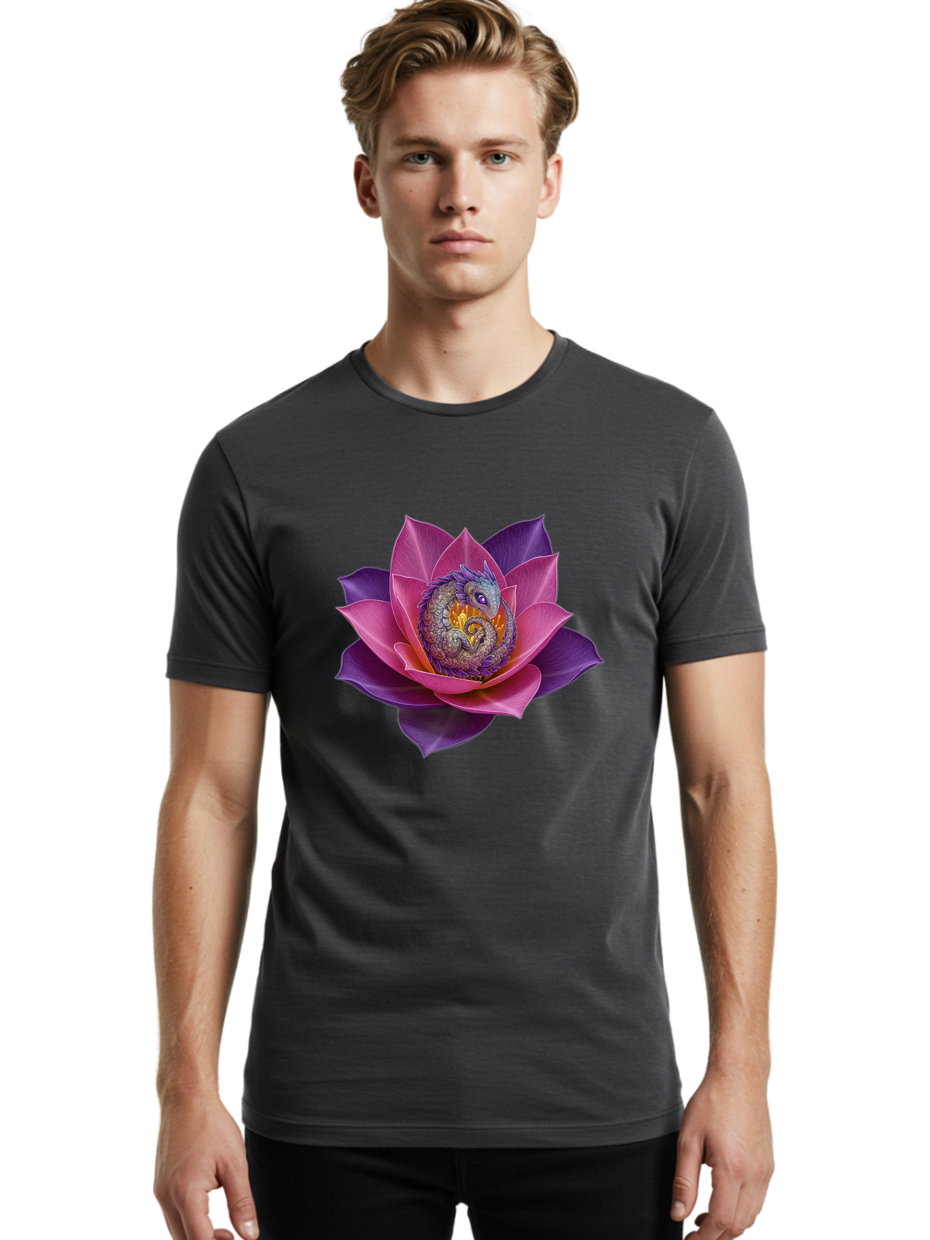 Lotus-Flower-With-Dragon Men'S Graphic Tee, 100% Cotton, Comfortable Casual Summer Wear, Machine Washable, Vintage Camera, Old Camera, Antique Camera, Black Camera, Classic Photography, Photography Equipment, Nostalgic Device, Film Camera, Bak840