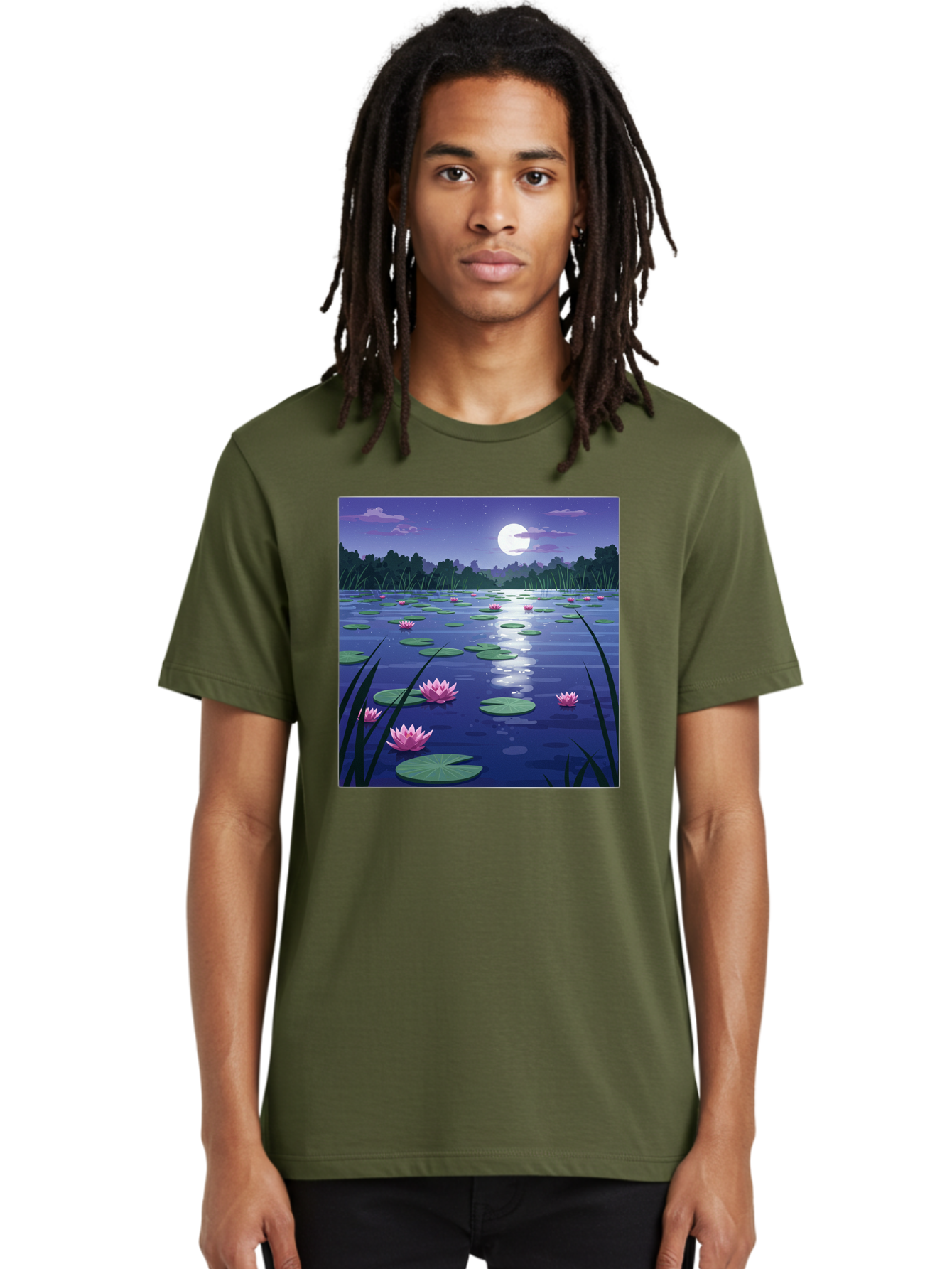 Lotus-Flowers-Under-Moonlight Men'S Graphic Tee, 100% Cotton, Comfortable Casual Summer Wear, Machine Washable, Vintage Camera, Old Camera, Antique Camera, Black Camera, Classic Photography, Photography Equipment, Nostalgic Device, Bak842