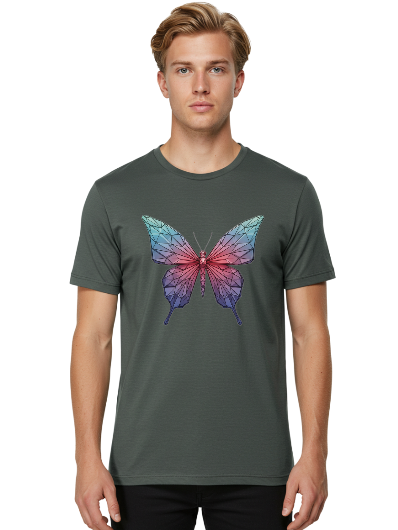 Low-Poly-Butterfly Men'S Graphic Tee, 100% Cotton, Comfortable Casual Summer Wear, Machine Washable, Vintage Camera, Old Camera, Antique Camera, Black Camera, Classic Photography, Photography Equipment, Nostalgic Device, Film Camera, Bak846