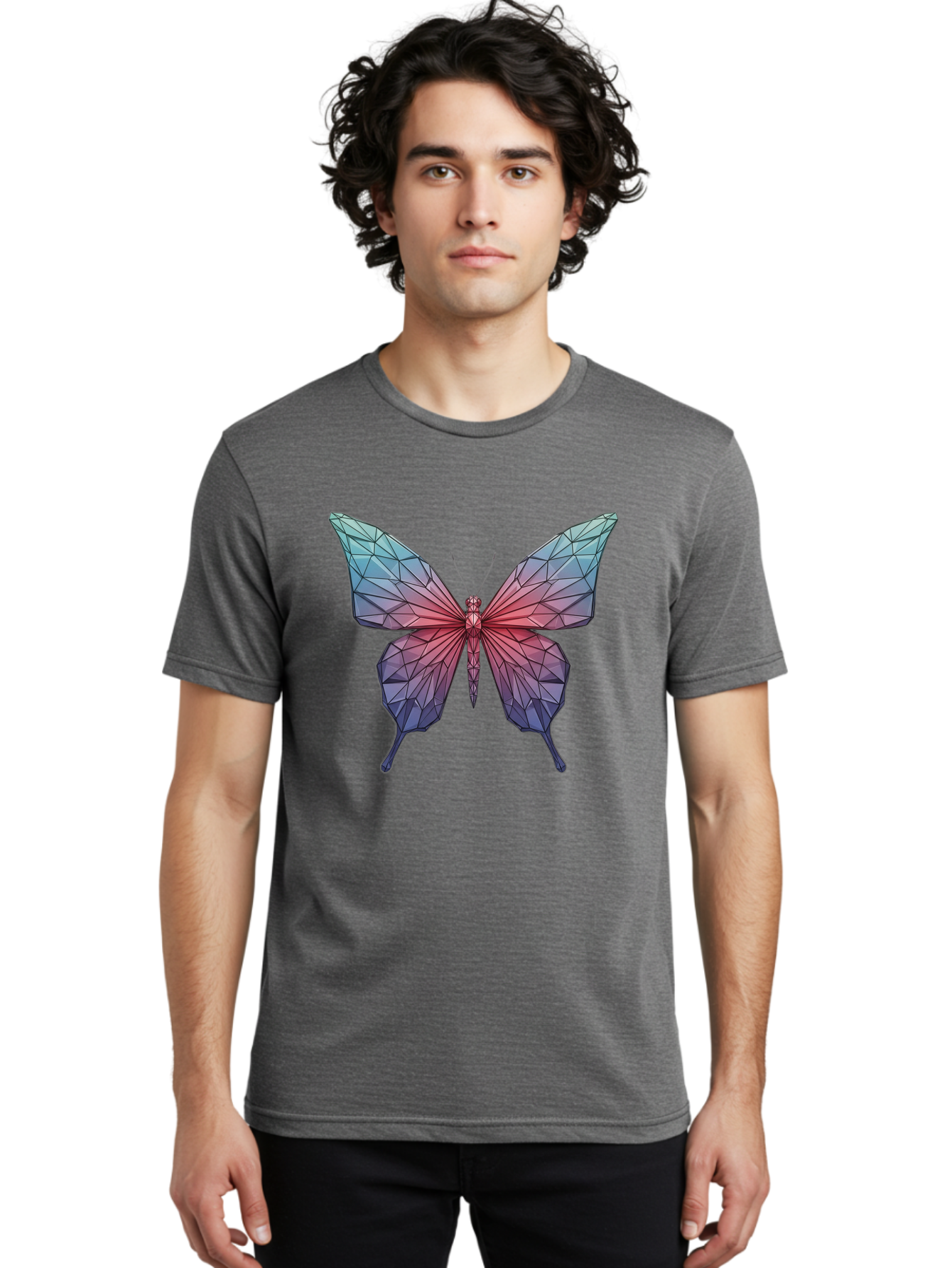 Low-Poly-Butterfly Men'S Graphic Tee, 100% Cotton, Comfortable Casual Summer Wear, Machine Washable, Vintage Camera, Old Camera, Antique Camera, Black Camera, Classic Photography, Photography Equipment, Nostalgic Device, Film Camera, Bak846
