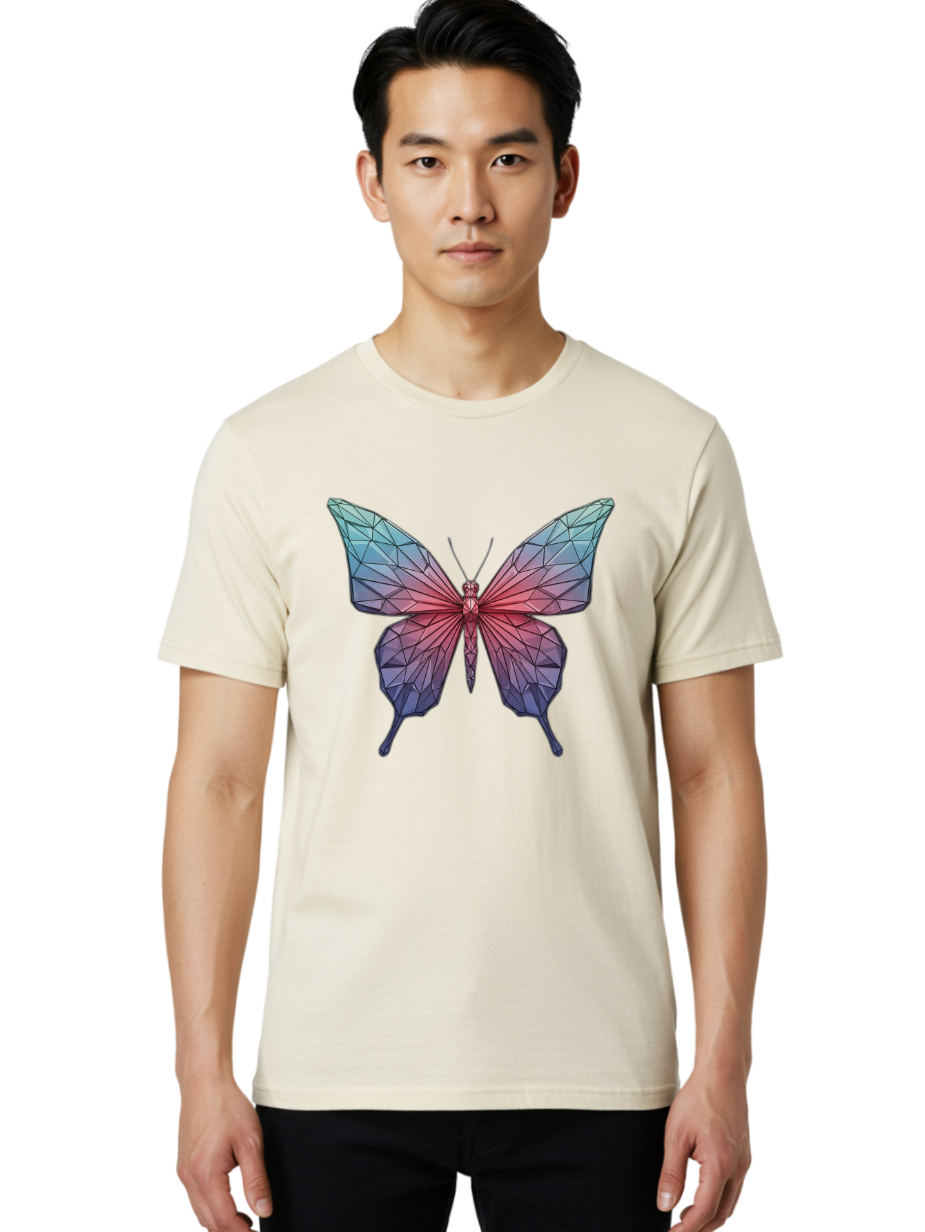 Low-Poly-Butterfly Men'S Graphic Tee, 100% Cotton, Comfortable Casual Summer Wear, Machine Washable, Vintage Camera, Old Camera, Antique Camera, Black Camera, Classic Photography, Photography Equipment, Nostalgic Device, Film Camera, Bak846