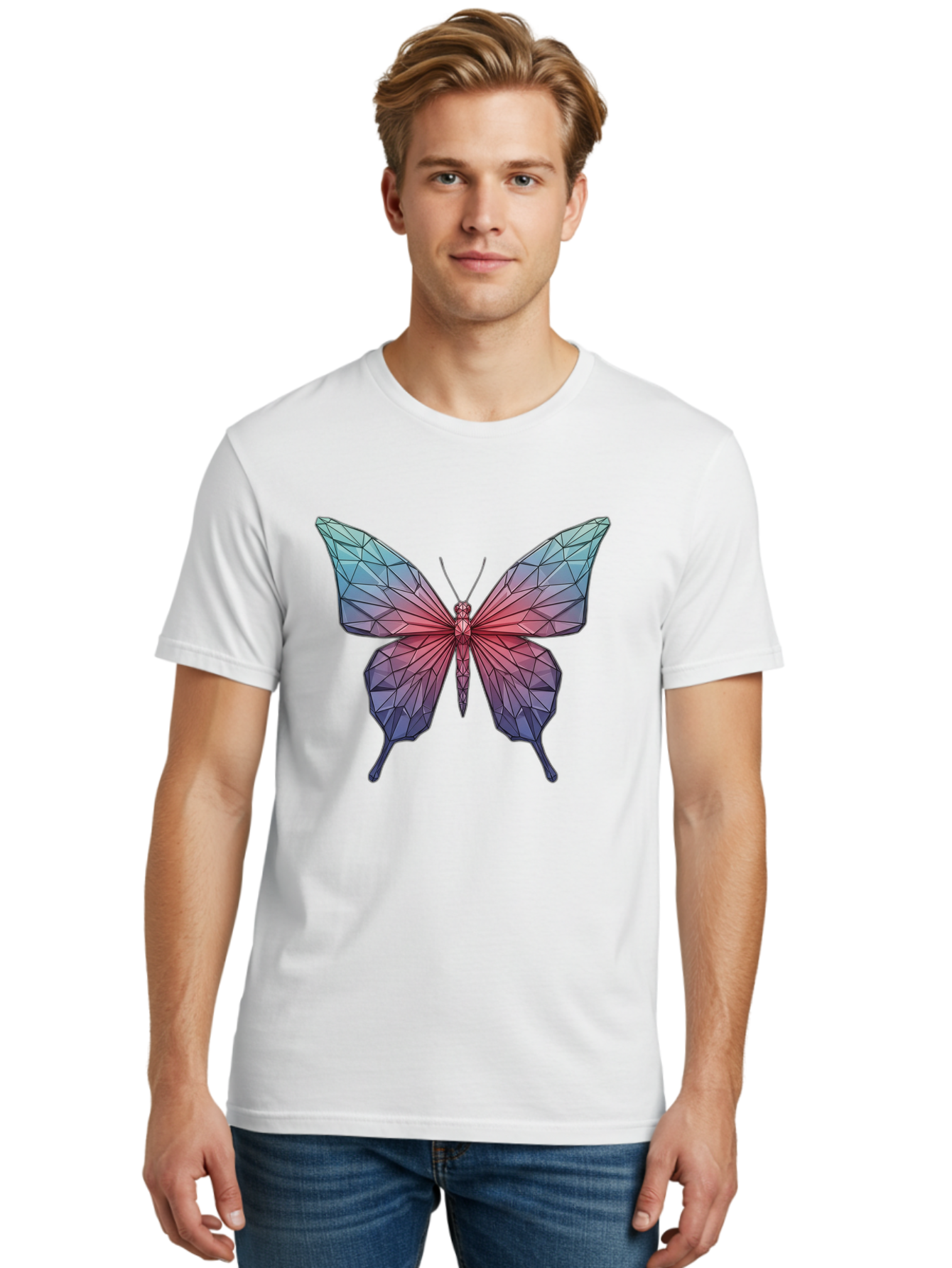 Low-Poly-Butterfly Men'S Graphic Tee, 100% Cotton, Comfortable Casual Summer Wear, Machine Washable, Vintage Camera, Old Camera, Antique Camera, Black Camera, Classic Photography, Photography Equipment, Nostalgic Device, Film Camera, Bak846