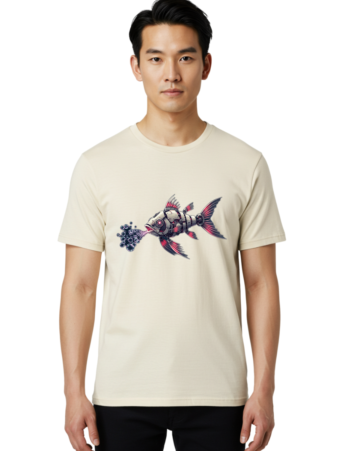 Mechanical-Fish-1 Men'S Graphic Tee, 100% Cotton, Comfortable Casual Summer Wear, Machine Washable, Vintage Camera, Old Camera, Antique Camera, Black Camera, Classic Photography, Photography Equipment, Nostalgic Device, Film Camera, Camera Art Bak856