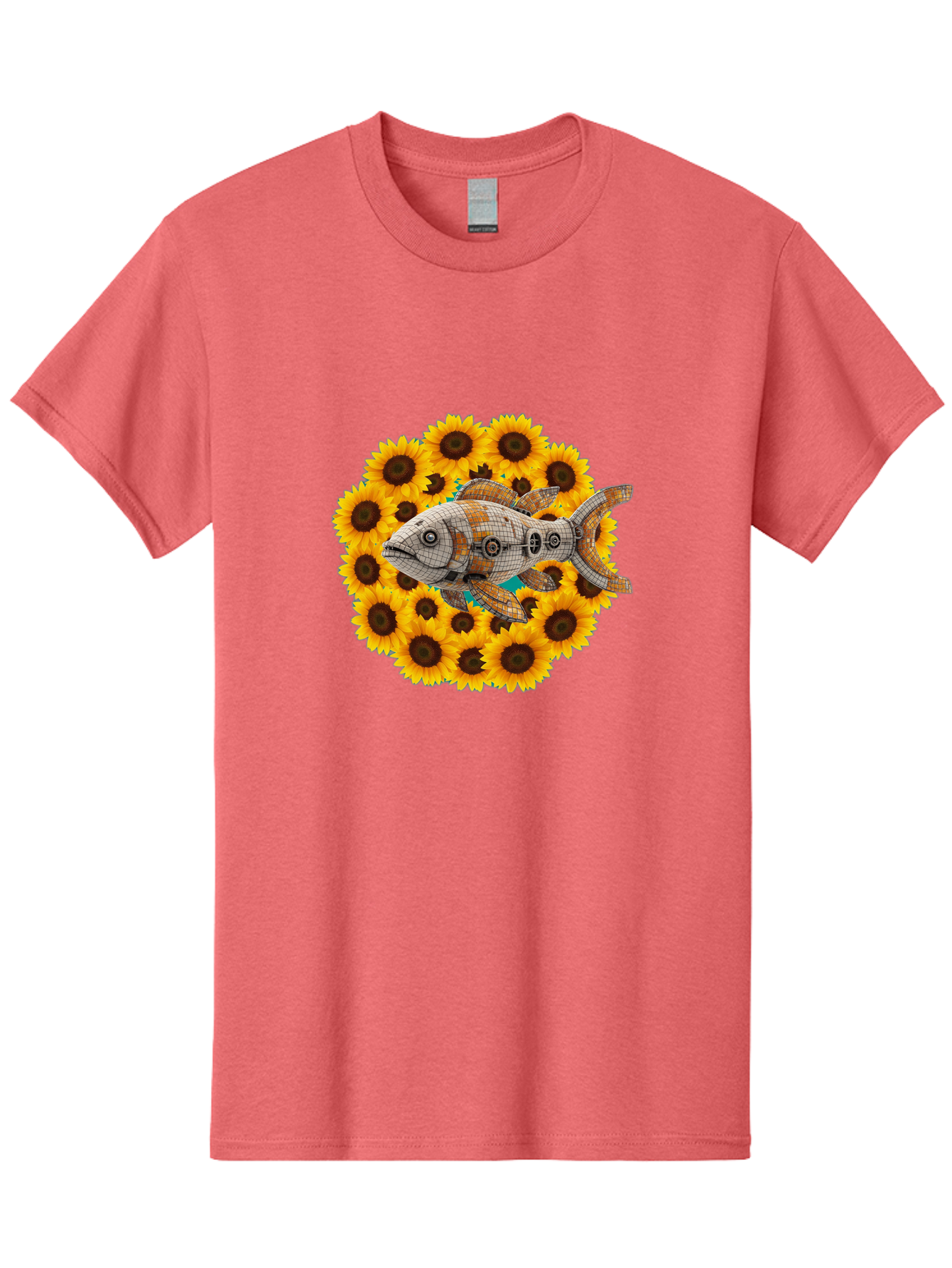 Mechanical-Fish-Sunflowers Men'S Graphic Tee, 100% Cotton, Comfortable Casual Summer Wear, Machine Washable, Vintage Camera, Old Camera, Antique Camera, Black Camera, Classic Photography, Photography Equipment, Nostalgic Device, Film Camera, Bak857