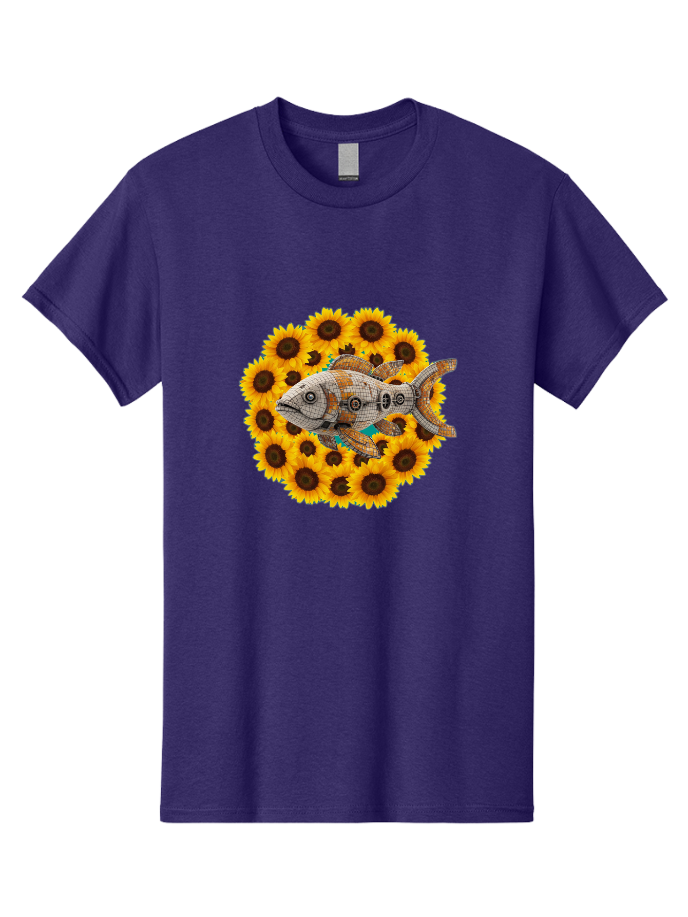 Mechanical-Fish-Sunflowers Men'S Graphic Tee, 100% Cotton, Comfortable Casual Summer Wear, Machine Washable, Vintage Camera, Old Camera, Antique Camera, Black Camera, Classic Photography, Photography Equipment, Nostalgic Device, Film Camera, Bak857