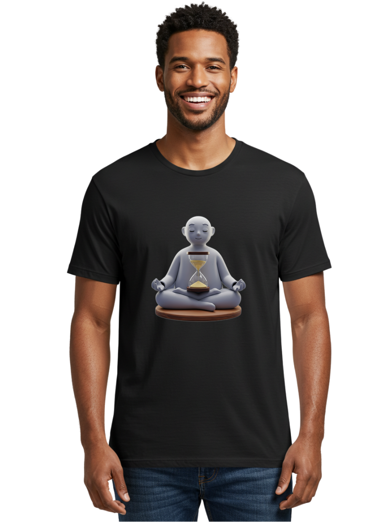 Meditating-Figure-With-Hourglass Men'S Graphic Tee, 100% Cotton, Comfortable Casual Summer Wear, Machine Washable, Vintage Camera, Old Camera, Antique Camera, Black Camera, Classic Photography, Photography Equipment, Nostalgic Device, Bak859