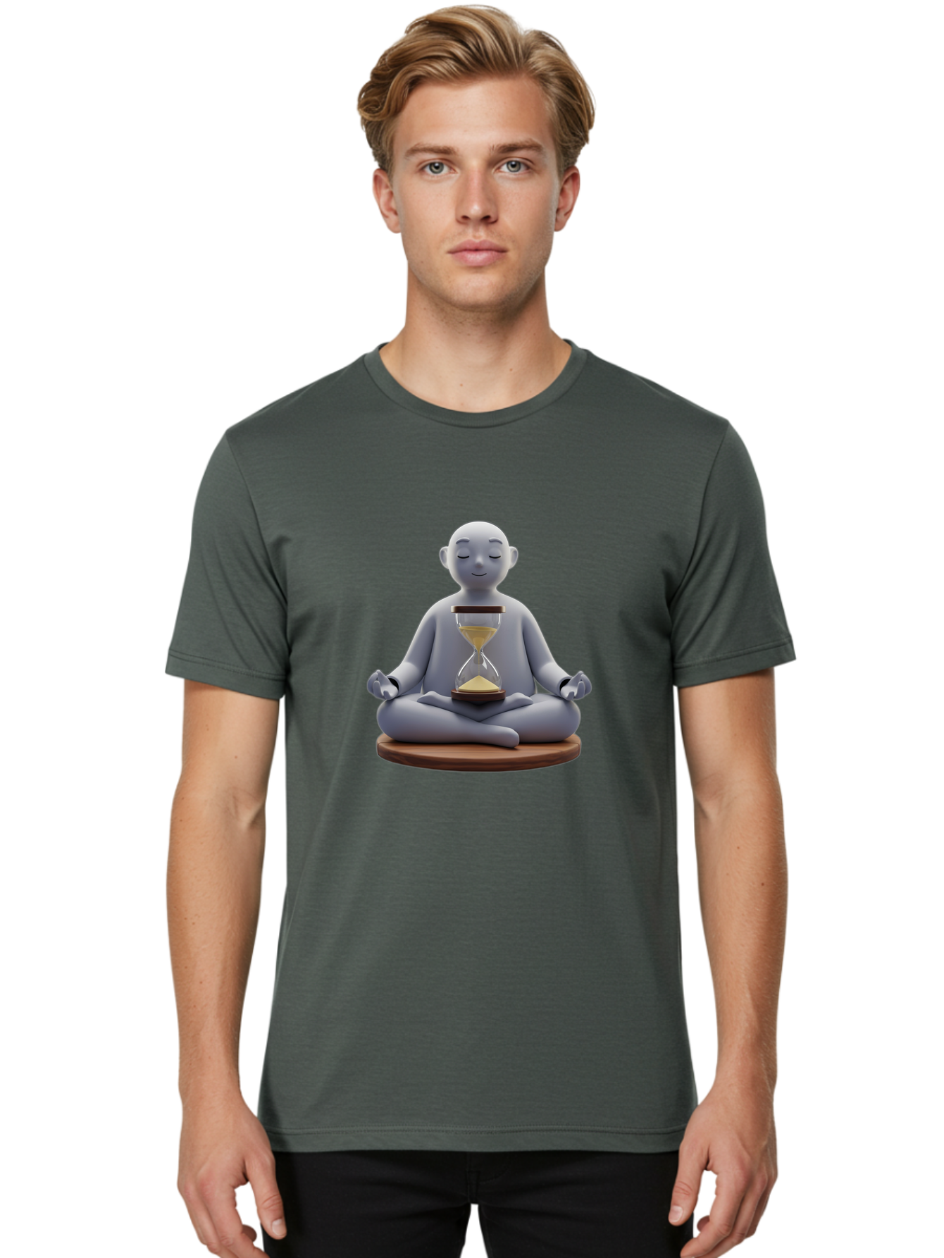 Meditating-Figure-With-Hourglass Men'S Graphic Tee, 100% Cotton, Comfortable Casual Summer Wear, Machine Washable, Vintage Camera, Old Camera, Antique Camera, Black Camera, Classic Photography, Photography Equipment, Nostalgic Device, Bak859