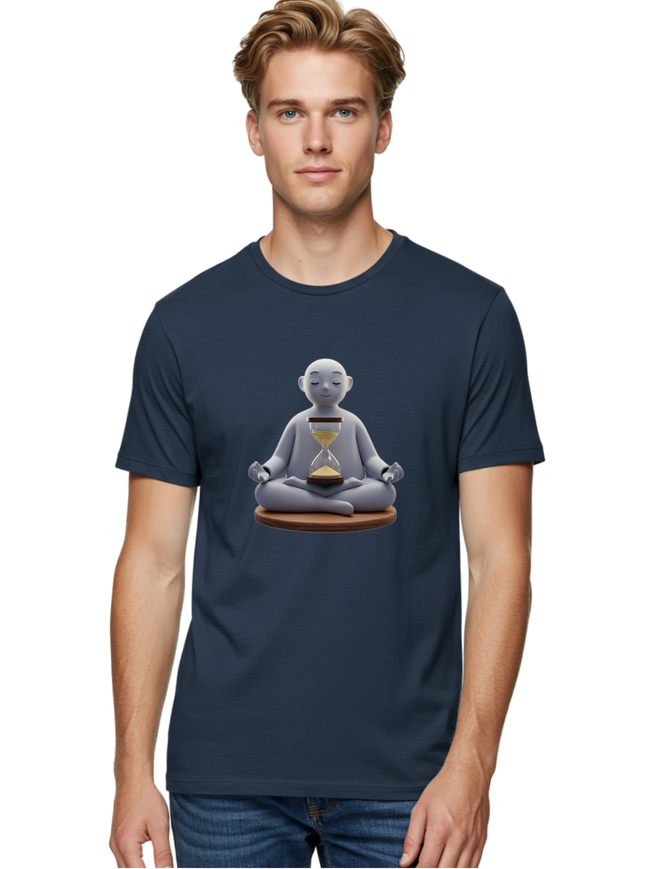 Meditating-Figure-With-Hourglass Men'S Graphic Tee, 100% Cotton, Comfortable Casual Summer Wear, Machine Washable, Vintage Camera, Old Camera, Antique Camera, Black Camera, Classic Photography, Photography Equipment, Nostalgic Device, Bak859