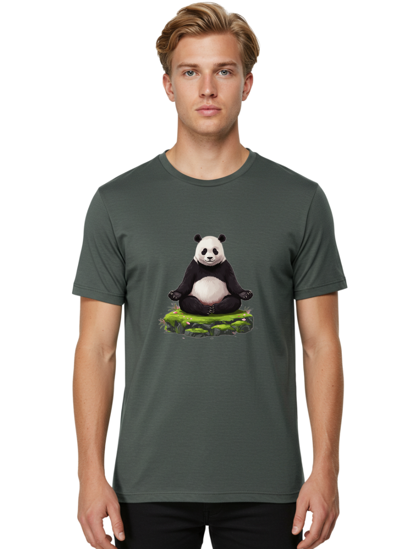 Meditating-Panda-1 Men'S Graphic Tee, 100% Cotton, Comfortable Casual Summer Wear, Machine Washable, Vintage Camera, Old Camera, Antique Camera, Black Camera, Classic Photography, Photography Equipment, Nostalgic Device, Film Camera, Bak860