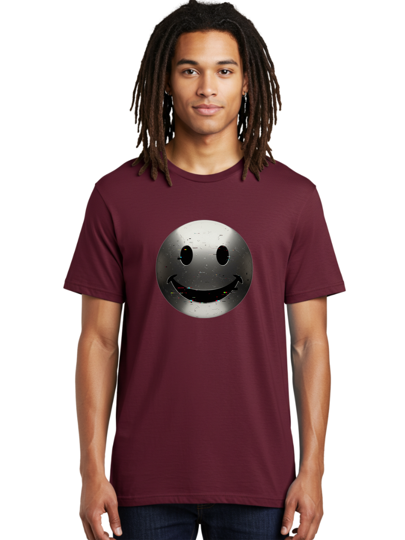 Metal-Smiley-Face Men'S Graphic Tee, 100% Cotton, Comfortable Casual Summer Wear, Machine Washable, Vintage Camera, Old Camera, Antique Camera, Black Camera, Classic Photography, Photography Equipment, Nostalgic Device, Film Camera, Camera Art Bak878