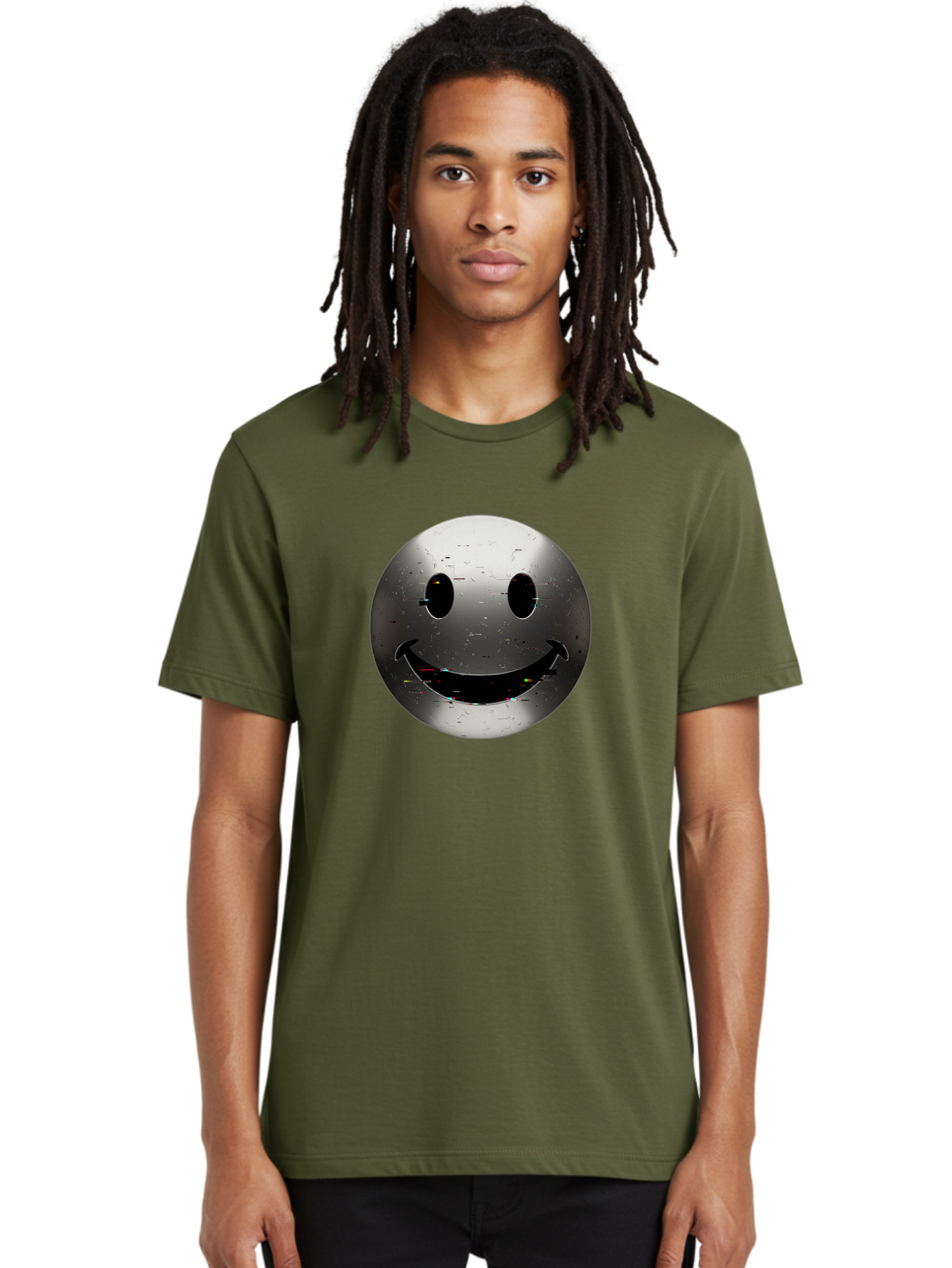 Metal-Smiley-Face Men'S Graphic Tee, 100% Cotton, Comfortable Casual Summer Wear, Machine Washable, Vintage Camera, Old Camera, Antique Camera, Black Camera, Classic Photography, Photography Equipment, Nostalgic Device, Film Camera, Camera Art Bak878