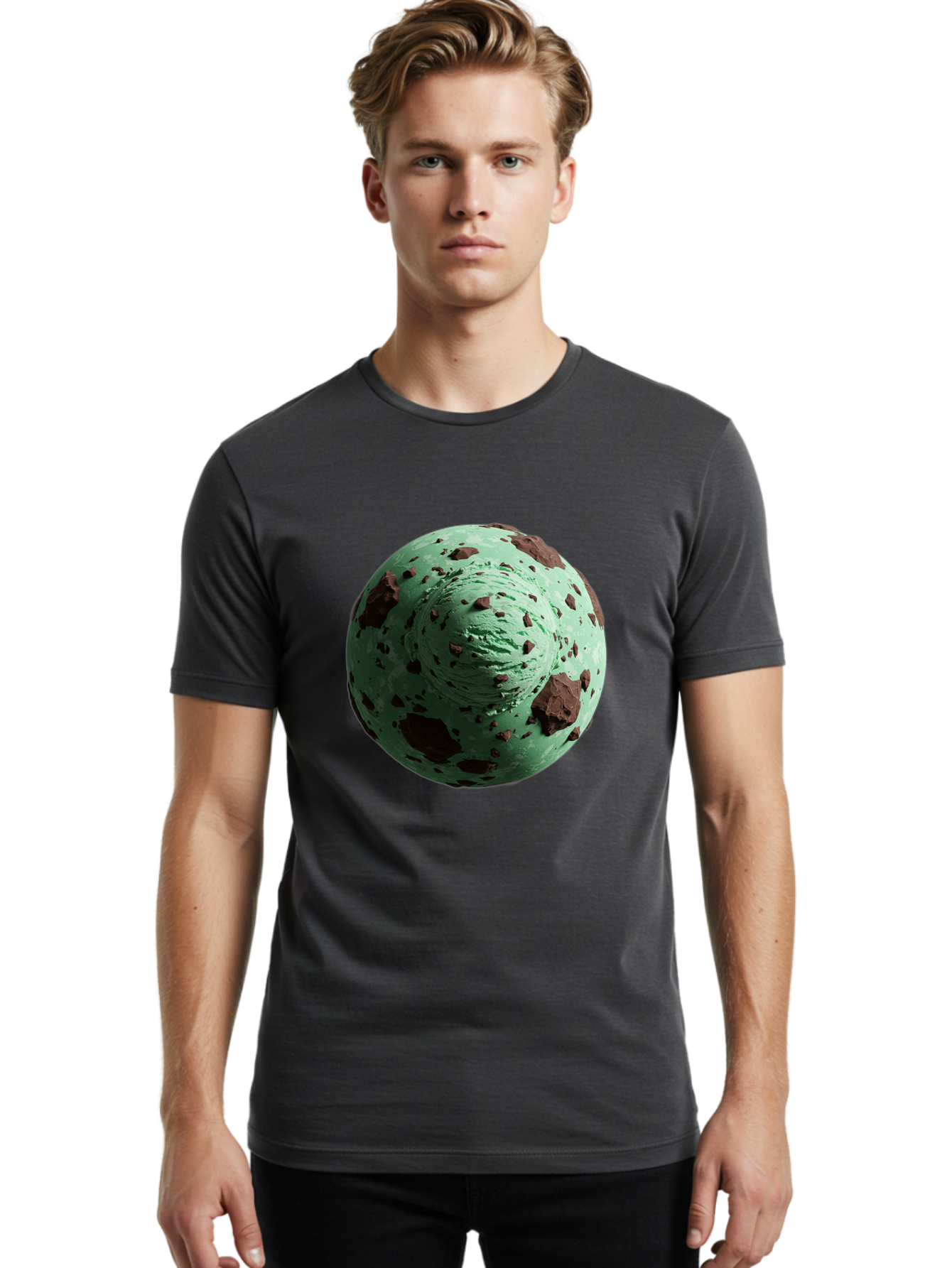 Mint-Chocolate-Chip-Ice-Cream Men'S Graphic Tee, 100% Cotton, Comfortable Casual Summer Wear, Machine Washable, Vintage Camera, Old Camera, Antique Camera, Black Camera, Classic Photography, Photography Equipment, Nostalgic Device, Bak887