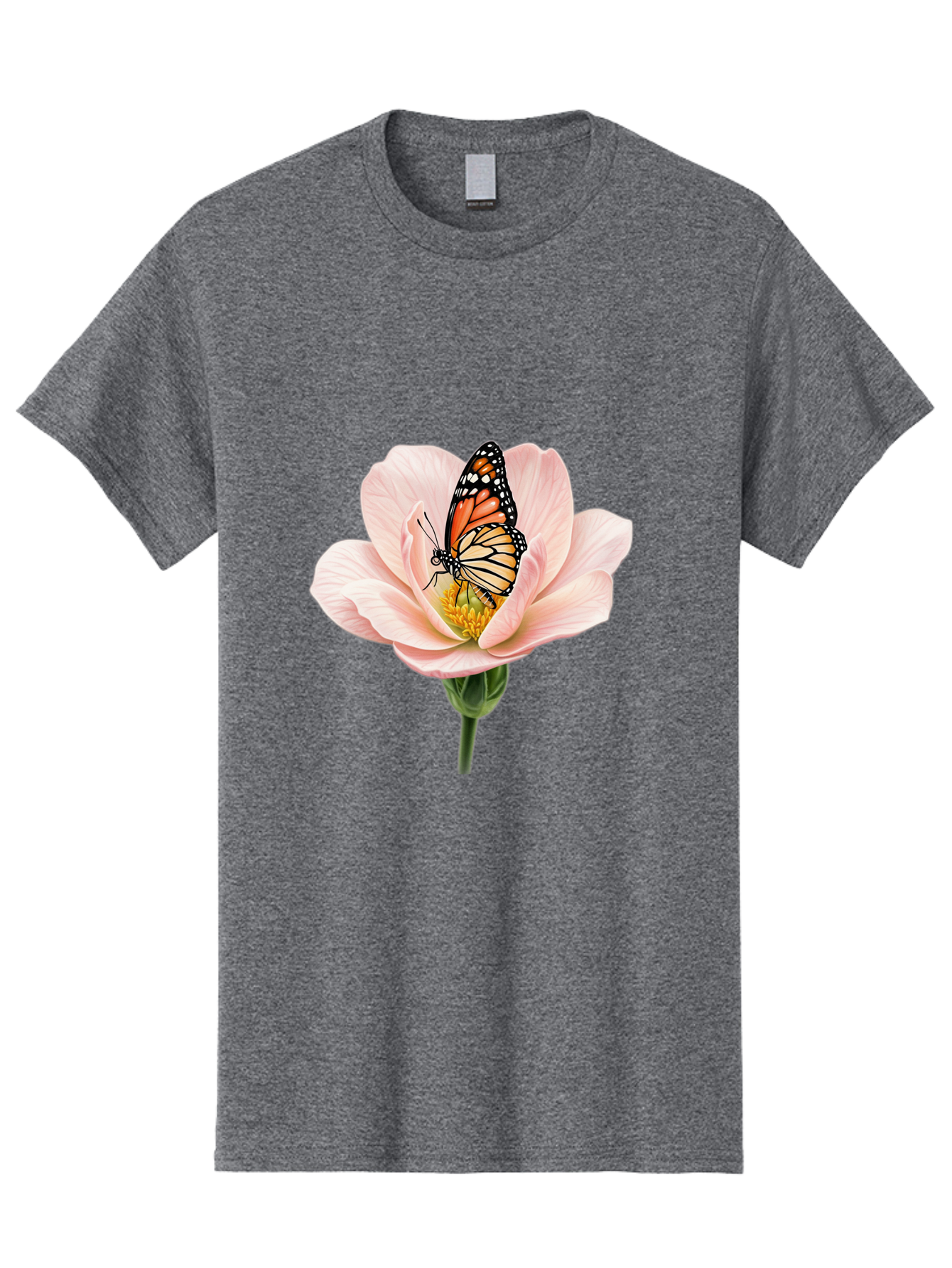 Monarch-On-Pink-Flower Men'S Graphic Tee, 100% Cotton, Comfortable Casual Summer Wear, Machine Washable, Vintage Camera, Old Camera, Antique Camera, Black Camera, Classic Photography, Photography Equipment, Nostalgic Device, Film Camera, Bak890