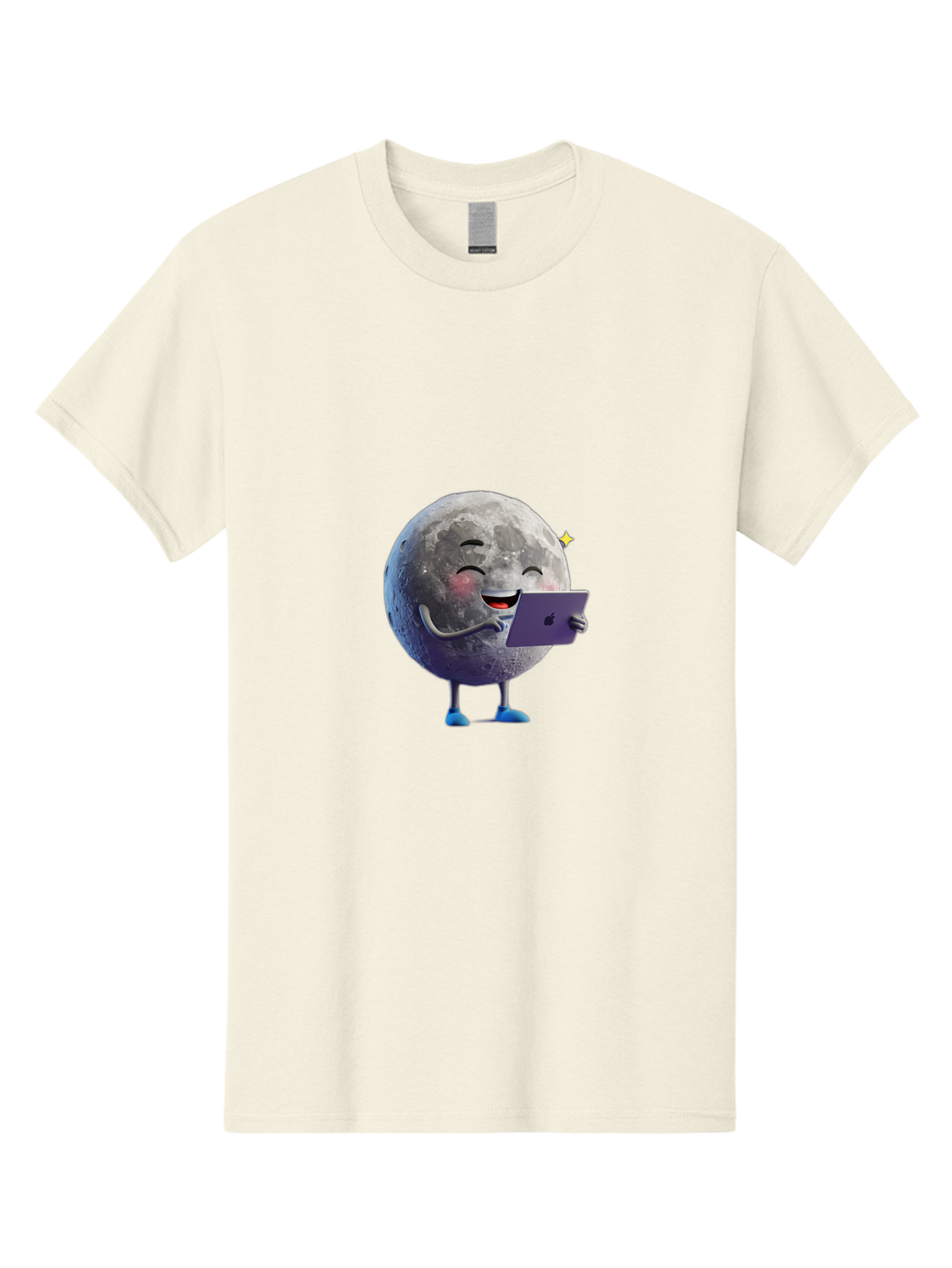 Moon-With-Ipad Men'S Graphic Tee, 100% Cotton, Comfortable Casual Summer Wear, Machine Washable, Vintage Camera, Old Camera, Antique Camera, Black Camera, Classic Photography, Photography Equipment, Nostalgic Device, Film Camera, Camera Art Bak898