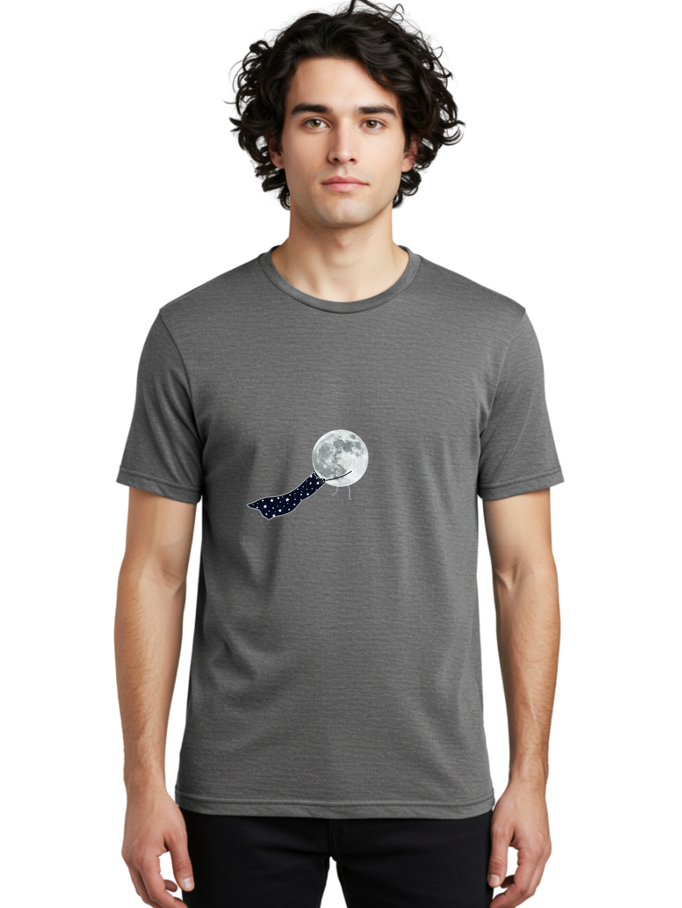 Moon-With-Starry-Scarf Men'S Graphic Tee, 100% Cotton, Comfortable Casual Summer Wear, Machine Washable, Vintage Camera, Old Camera, Antique Camera, Black Camera, Classic Photography, Photography Equipment, Nostalgic Device, Film Camera, Bak899