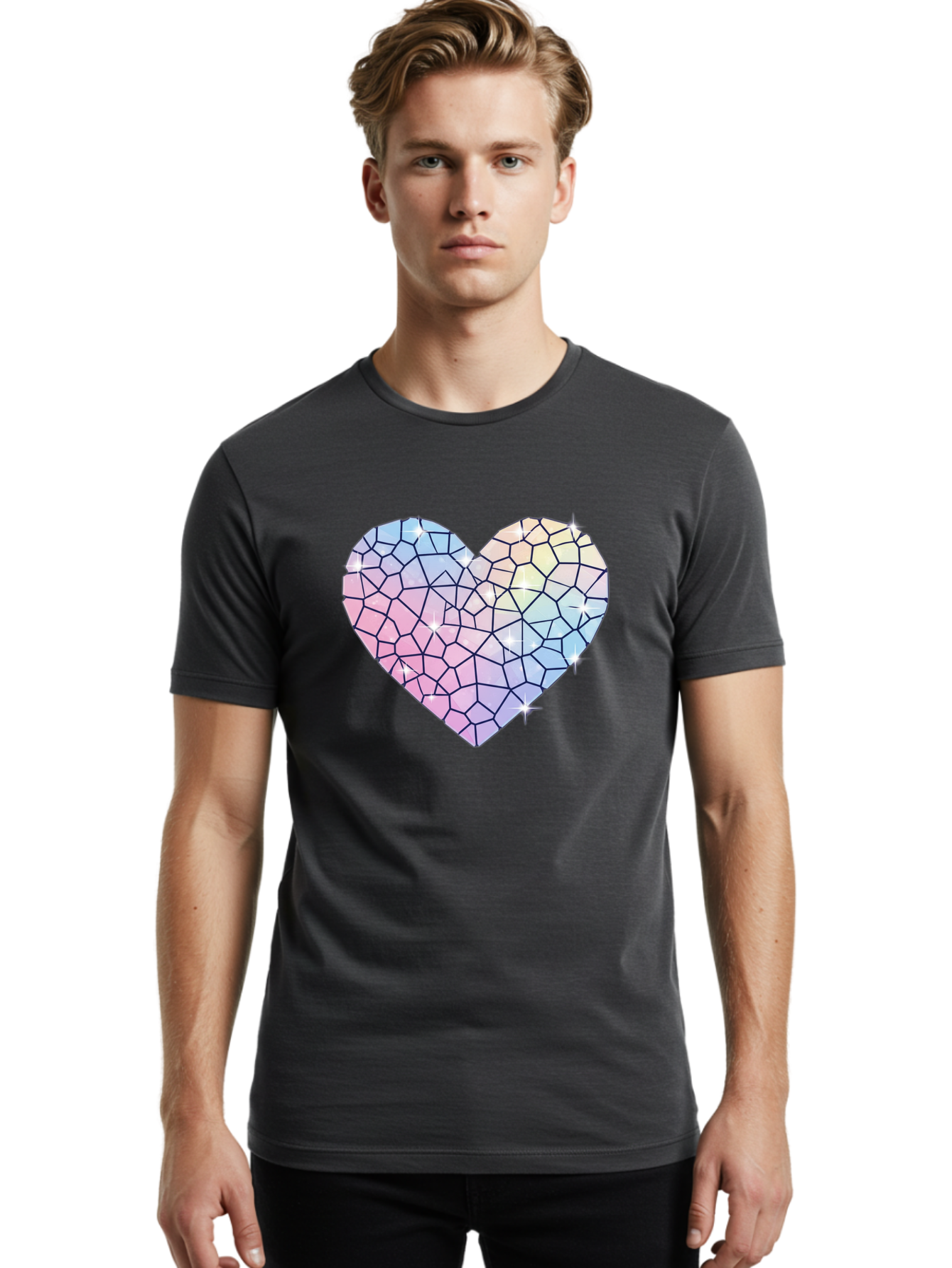 Mosaic-Heart-1 Men'S Graphic Tee, 100% Cotton, Comfortable Casual Summer Wear, Machine Washable, Vintage Camera, Old Camera, Antique Camera, Black Camera, Classic Photography, Photography Equipment, Nostalgic Device, Film Camera, Camera Art Bak904