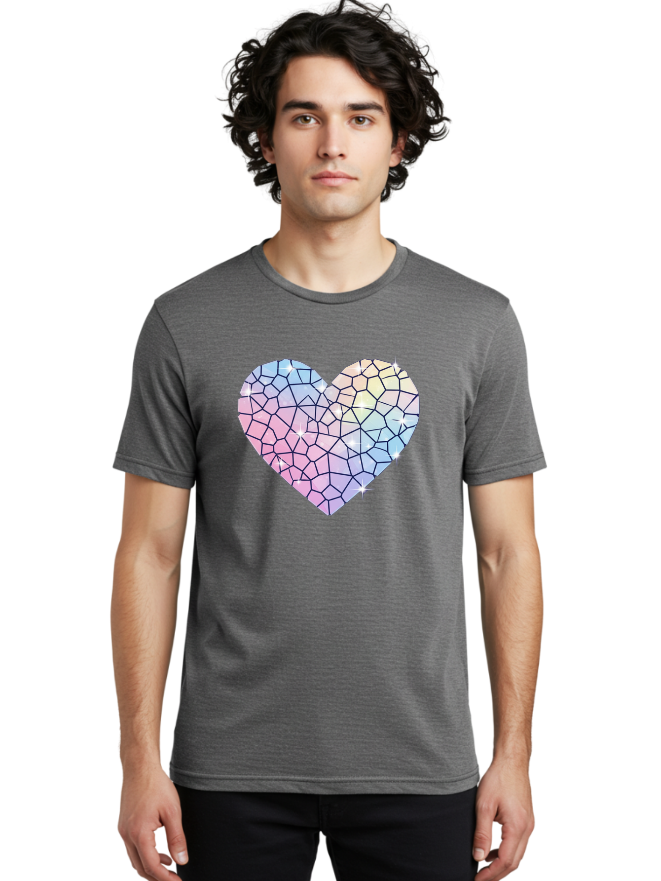 Mosaic-Heart-1 Men'S Graphic Tee, 100% Cotton, Comfortable Casual Summer Wear, Machine Washable, Vintage Camera, Old Camera, Antique Camera, Black Camera, Classic Photography, Photography Equipment, Nostalgic Device, Film Camera, Camera Art Bak904