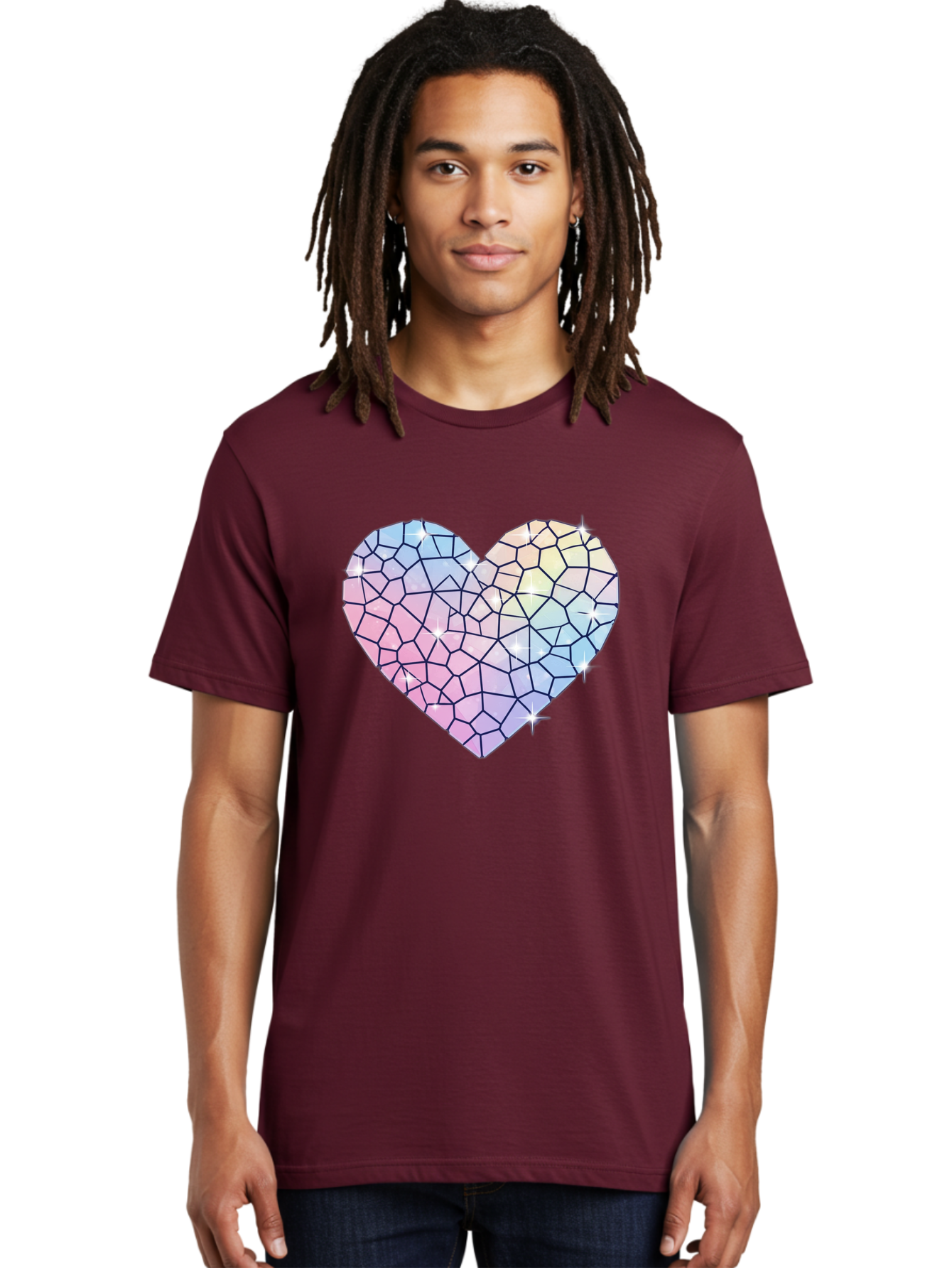 Mosaic-Heart-1 Men'S Graphic Tee, 100% Cotton, Comfortable Casual Summer Wear, Machine Washable, Vintage Camera, Old Camera, Antique Camera, Black Camera, Classic Photography, Photography Equipment, Nostalgic Device, Film Camera, Camera Art Bak904