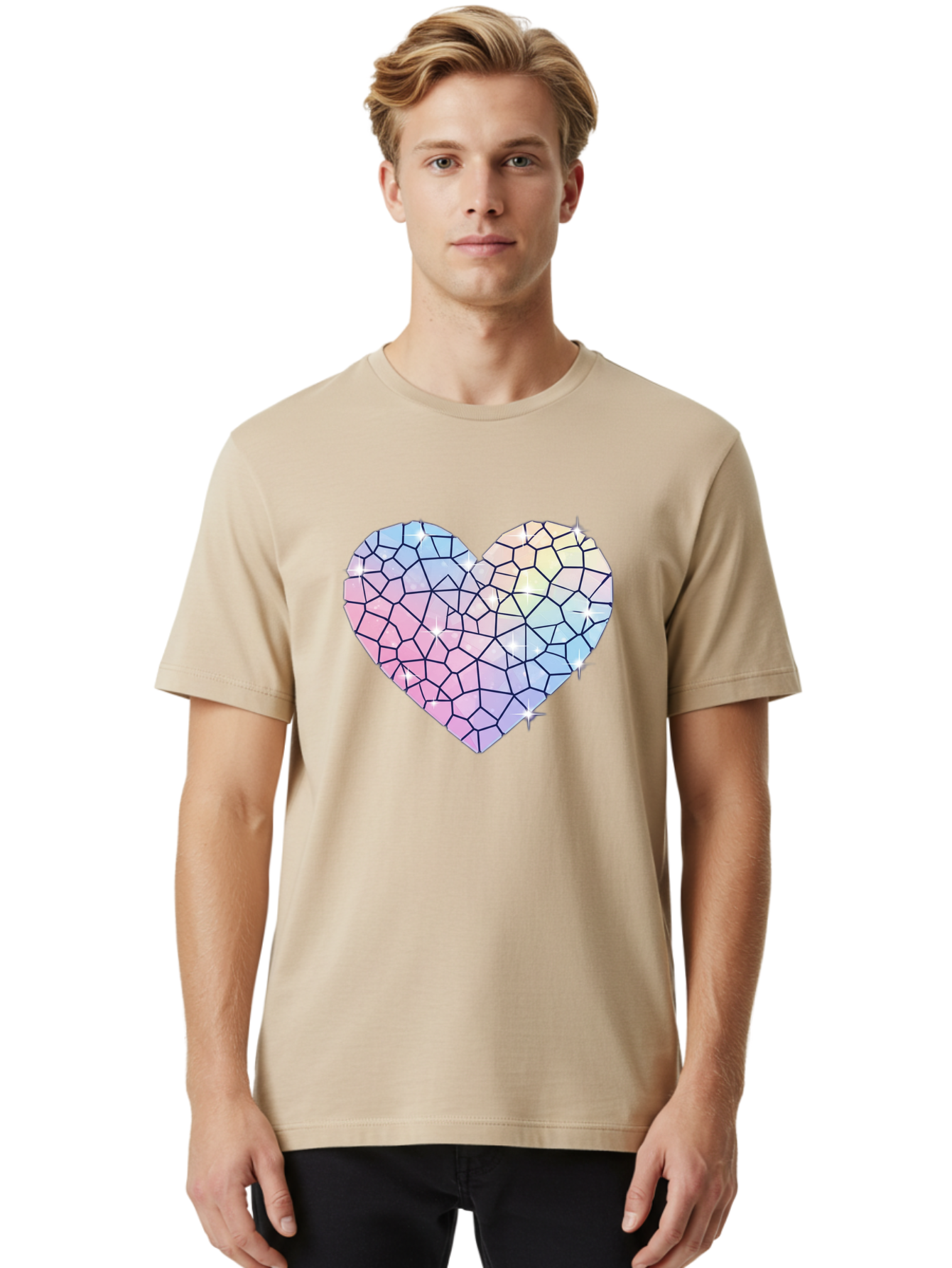 Mosaic-Heart-1 Men'S Graphic Tee, 100% Cotton, Comfortable Casual Summer Wear, Machine Washable, Vintage Camera, Old Camera, Antique Camera, Black Camera, Classic Photography, Photography Equipment, Nostalgic Device, Film Camera, Camera Art Bak904