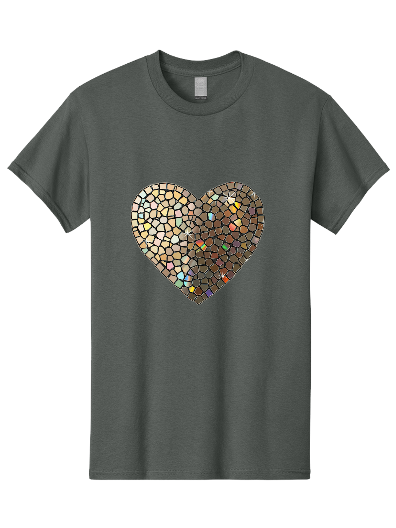 Mosaic-Heart-2 Men'S Graphic Tee, 100% Cotton, Comfortable Casual Summer Wear, Machine Washable, Vintage Camera, Old Camera, Antique Camera, Black Camera, Classic Photography, Photography Equipment, Nostalgic Device, Film Camera, Camera Art Bak905