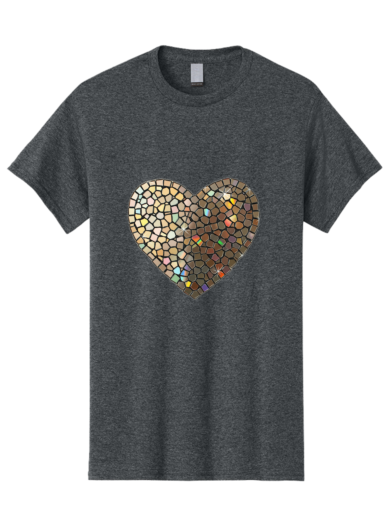 Mosaic-Heart-2 Men'S Graphic Tee, 100% Cotton, Comfortable Casual Summer Wear, Machine Washable, Vintage Camera, Old Camera, Antique Camera, Black Camera, Classic Photography, Photography Equipment, Nostalgic Device, Film Camera, Camera Art Bak905