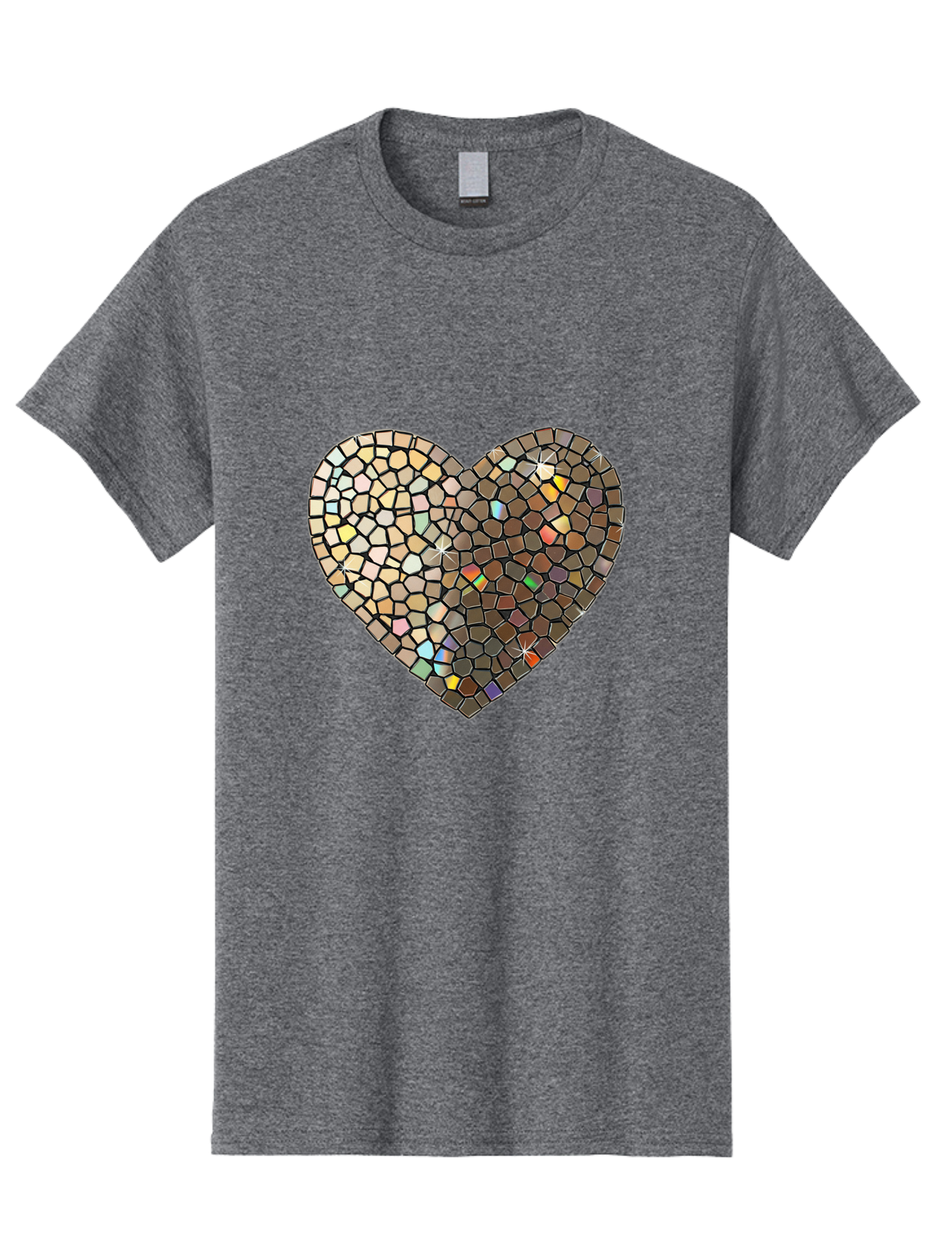 Mosaic-Heart-2 Men'S Graphic Tee, 100% Cotton, Comfortable Casual Summer Wear, Machine Washable, Vintage Camera, Old Camera, Antique Camera, Black Camera, Classic Photography, Photography Equipment, Nostalgic Device, Film Camera, Camera Art Bak905