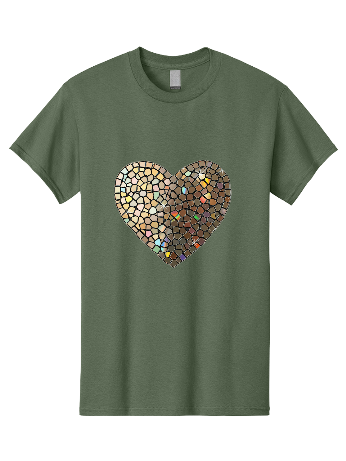 Mosaic-Heart-2 Men'S Graphic Tee, 100% Cotton, Comfortable Casual Summer Wear, Machine Washable, Vintage Camera, Old Camera, Antique Camera, Black Camera, Classic Photography, Photography Equipment, Nostalgic Device, Film Camera, Camera Art Bak905