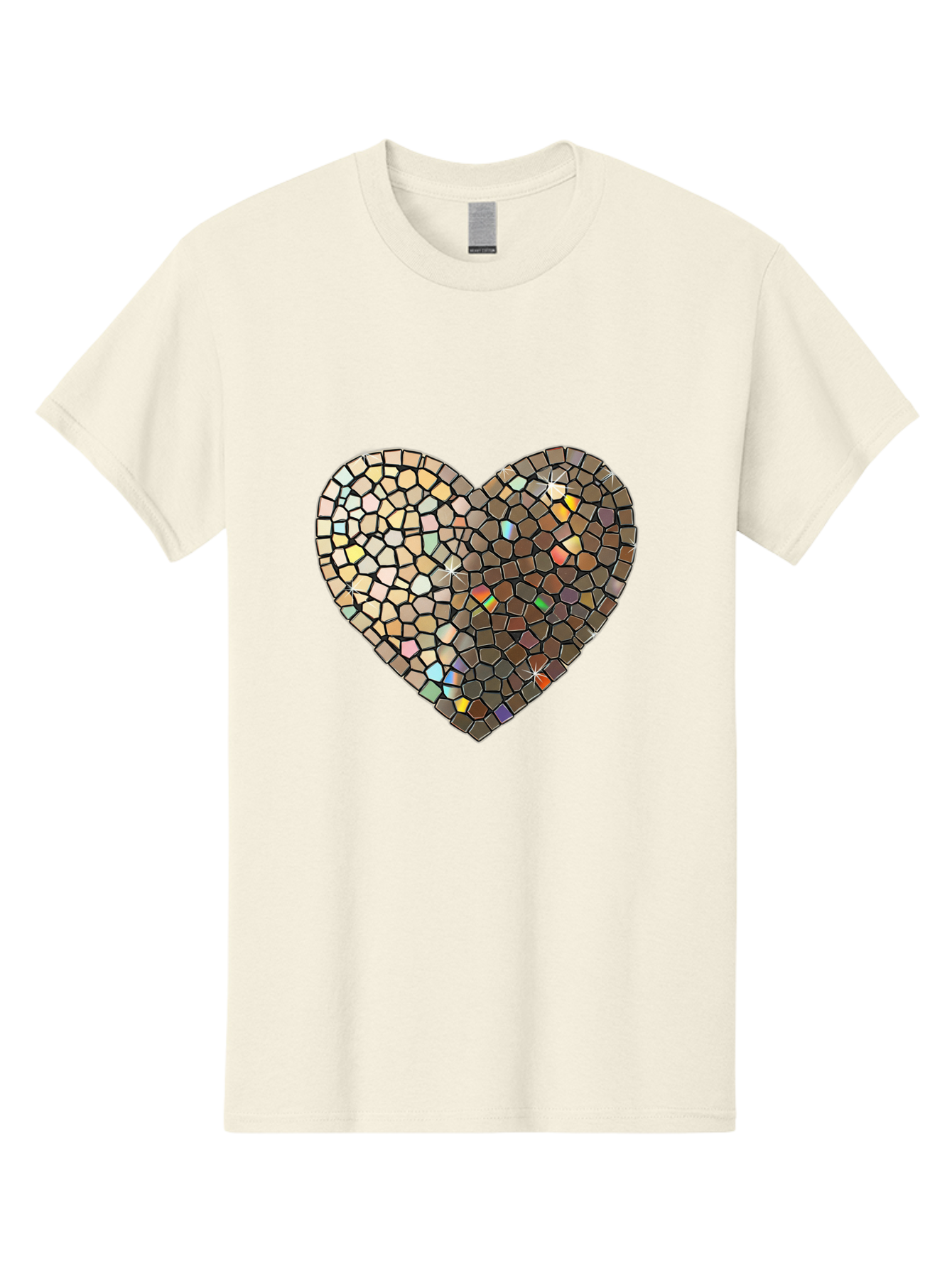 Mosaic-Heart-2 Men'S Graphic Tee, 100% Cotton, Comfortable Casual Summer Wear, Machine Washable, Vintage Camera, Old Camera, Antique Camera, Black Camera, Classic Photography, Photography Equipment, Nostalgic Device, Film Camera, Camera Art Bak905