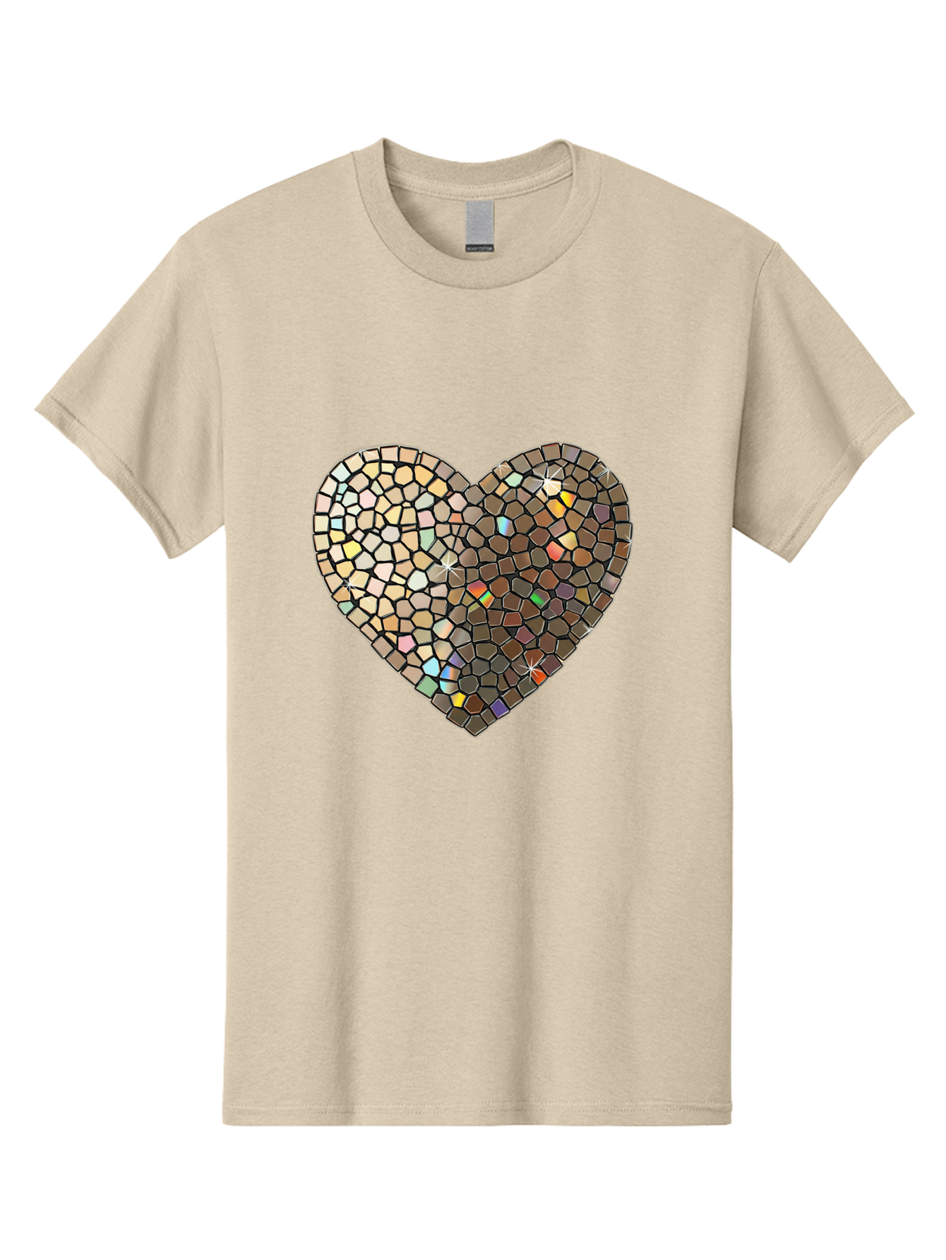 Mosaic-Heart-2 Men'S Graphic Tee, 100% Cotton, Comfortable Casual Summer Wear, Machine Washable, Vintage Camera, Old Camera, Antique Camera, Black Camera, Classic Photography, Photography Equipment, Nostalgic Device, Film Camera, Camera Art Bak905