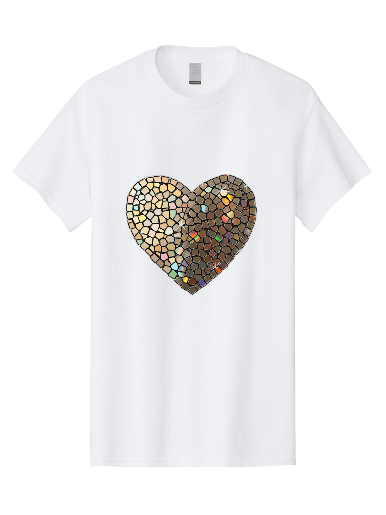 Mosaic-Heart-2 Men'S Graphic Tee, 100% Cotton, Comfortable Casual Summer Wear, Machine Washable, Vintage Camera, Old Camera, Antique Camera, Black Camera, Classic Photography, Photography Equipment, Nostalgic Device, Film Camera, Camera Art Bak905