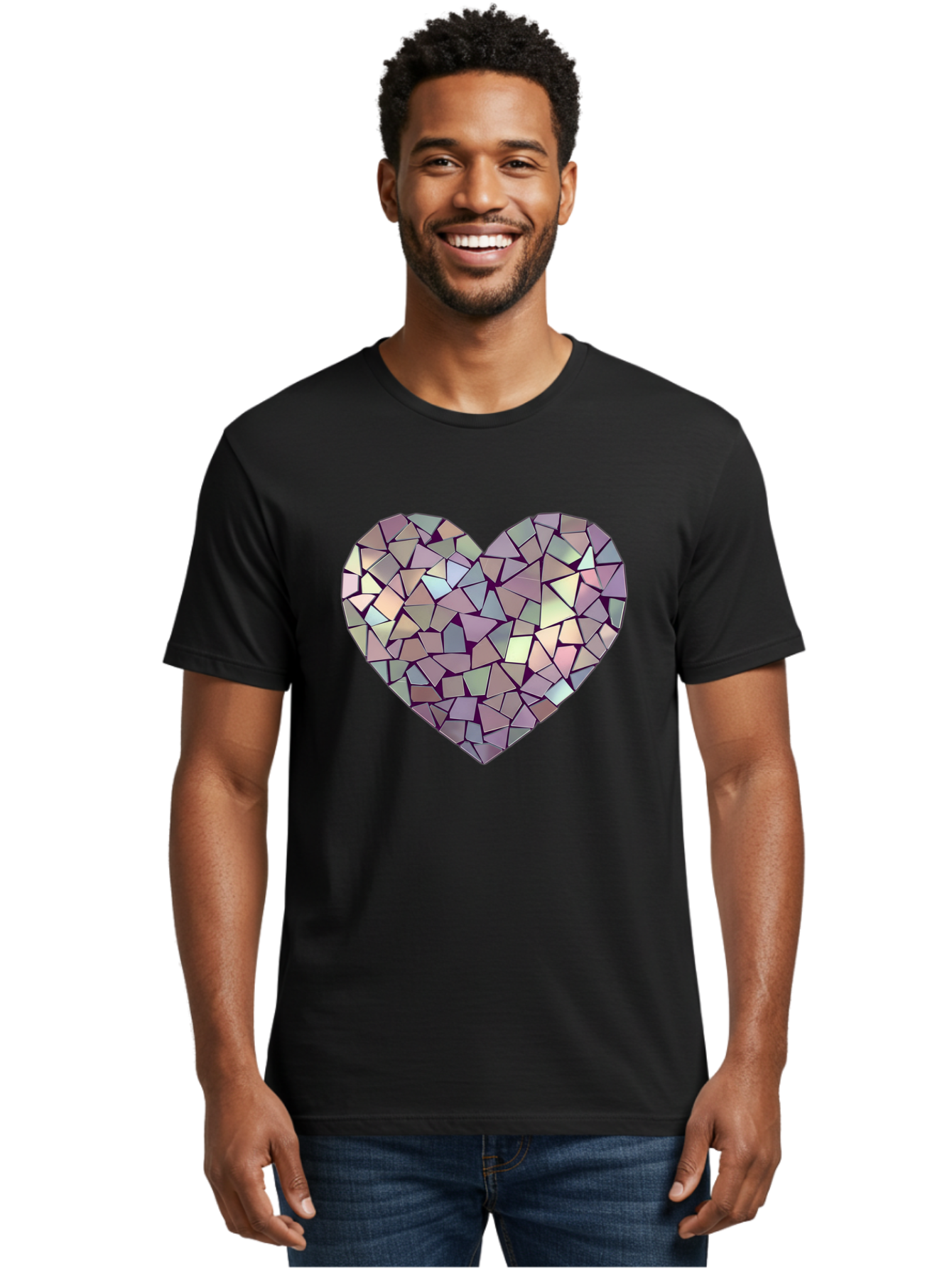 Mosaic-Heart Men'S Graphic Tee, 100% Cotton, Comfortable Casual Summer Wear, Machine Washable, Vintage Camera, Old Camera, Antique Camera, Black Camera, Classic Photography, Photography Equipment, Nostalgic Device, Film Camera, Camera Art Bak906