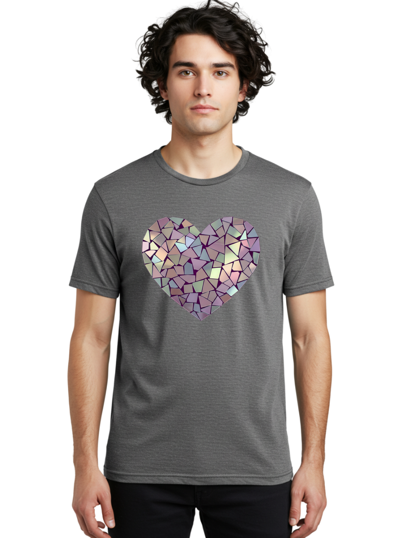 Mosaic-Heart Men'S Graphic Tee, 100% Cotton, Comfortable Casual Summer Wear, Machine Washable, Vintage Camera, Old Camera, Antique Camera, Black Camera, Classic Photography, Photography Equipment, Nostalgic Device, Film Camera, Camera Art Bak906