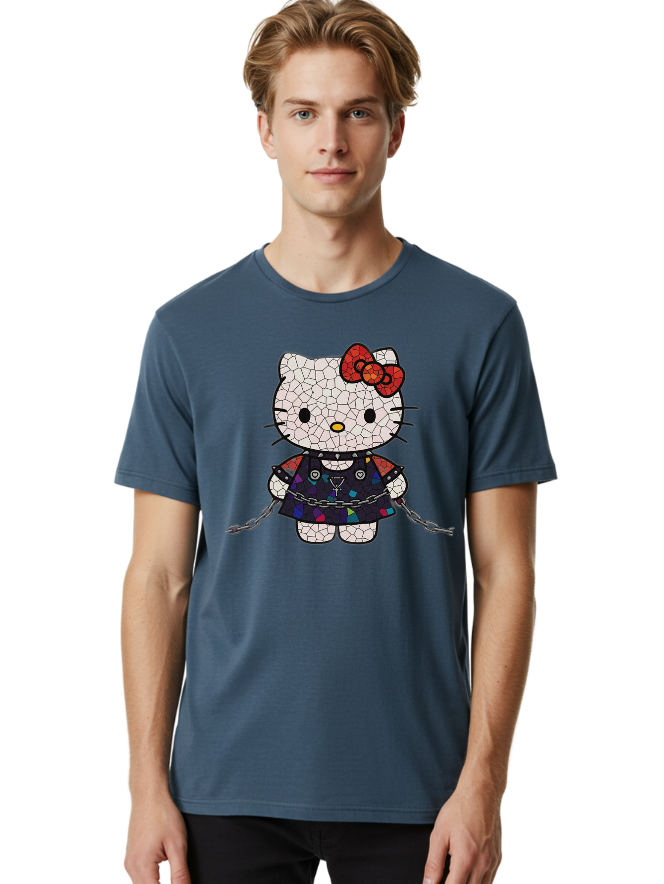 Mosaic-Hello-Kitty Men'S Graphic Tee, 100% Cotton, Comfortable Casual Summer Wear, Machine Washable, Vintage Camera, Old Camera, Antique Camera, Black Camera, Classic Photography, Photography Equipment, Nostalgic Device, Film Camera, Bak907