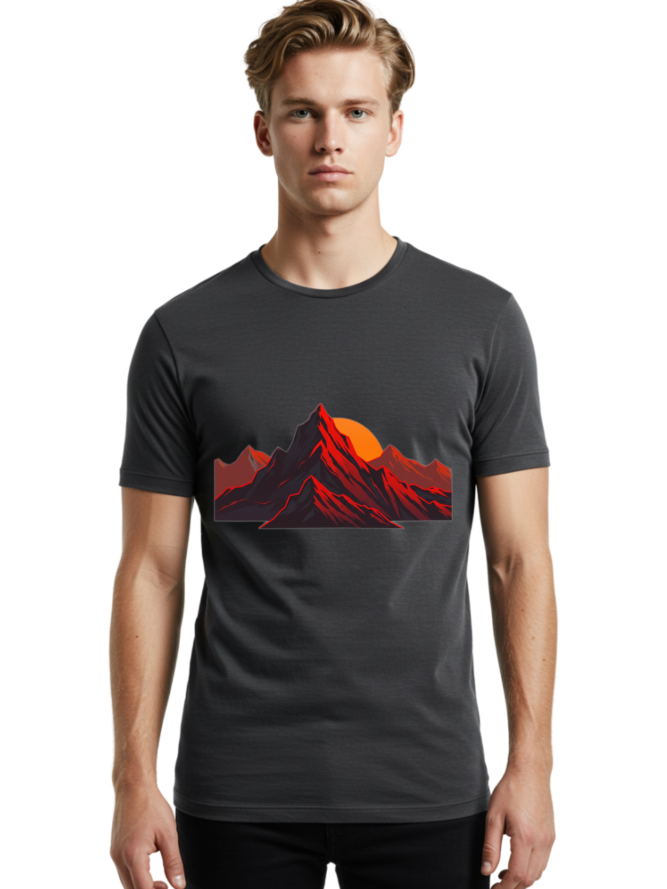 Mountain-At-Sunset Men'S Graphic Tee, 100% Cotton, Comfortable Casual Summer Wear, Machine Washable, Vintage Camera, Old Camera, Antique Camera, Black Camera, Classic Photography, Photography Equipment, Nostalgic Device, Film Camera, Bak909